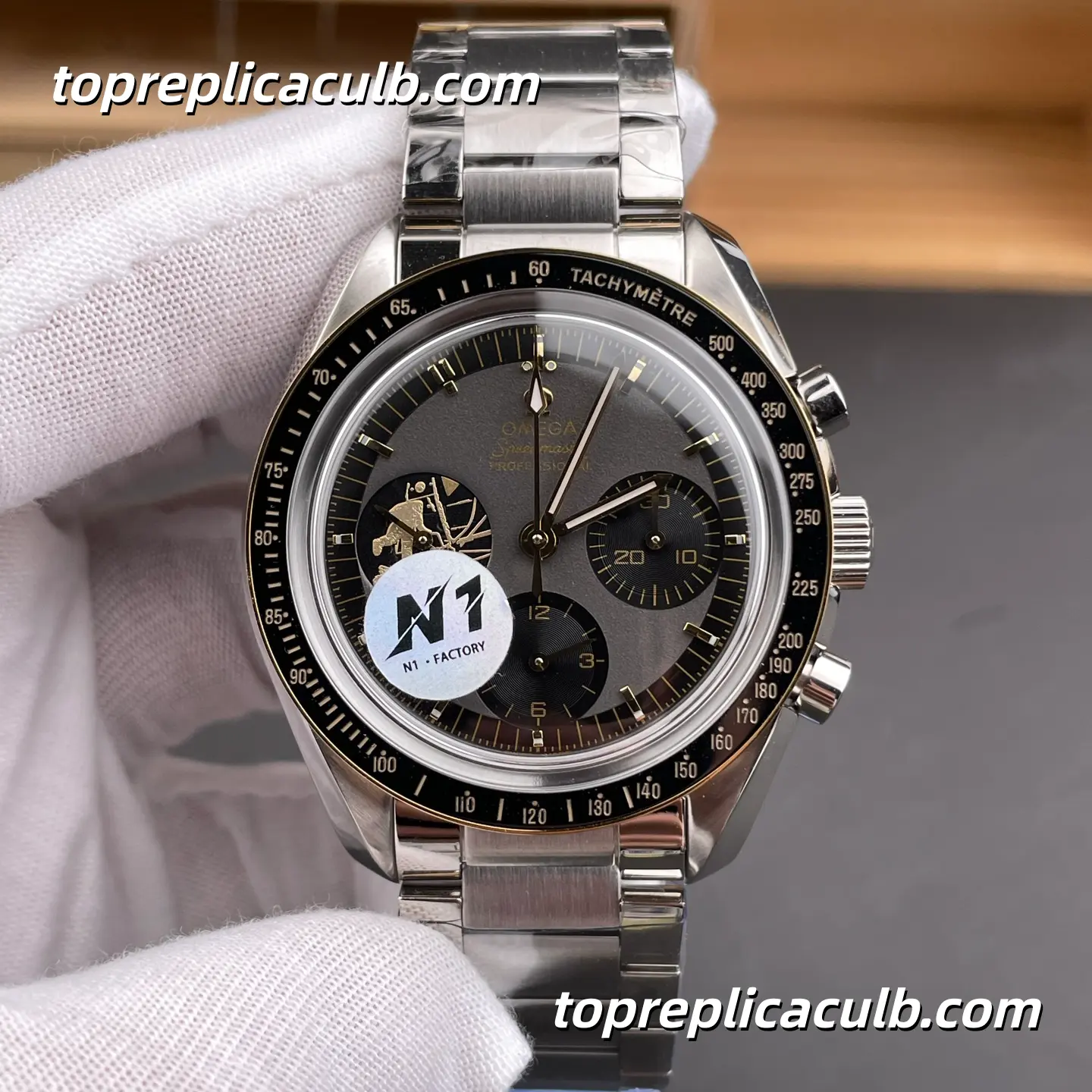N1 Factory Omega Speedmaster Moonwatch “Apollo 11 50th Anniversary” Ref.310.20.42.50.01.001 42MM Grey Black Dial Black Bezel Super Clone Watch