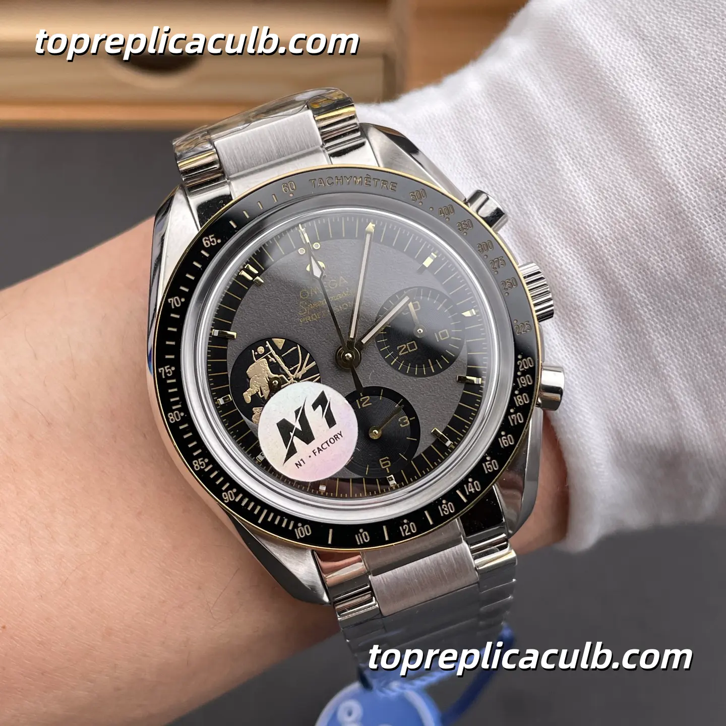 N1 Factory Omega Speedmaster Moonwatch “Apollo 11 50th Anniversary” Ref.310.20.42.50.01.001 42MM Grey Black Dial Black Bezel Super Clone Watch With 1:1 Replica 3861 Movement - Image 2