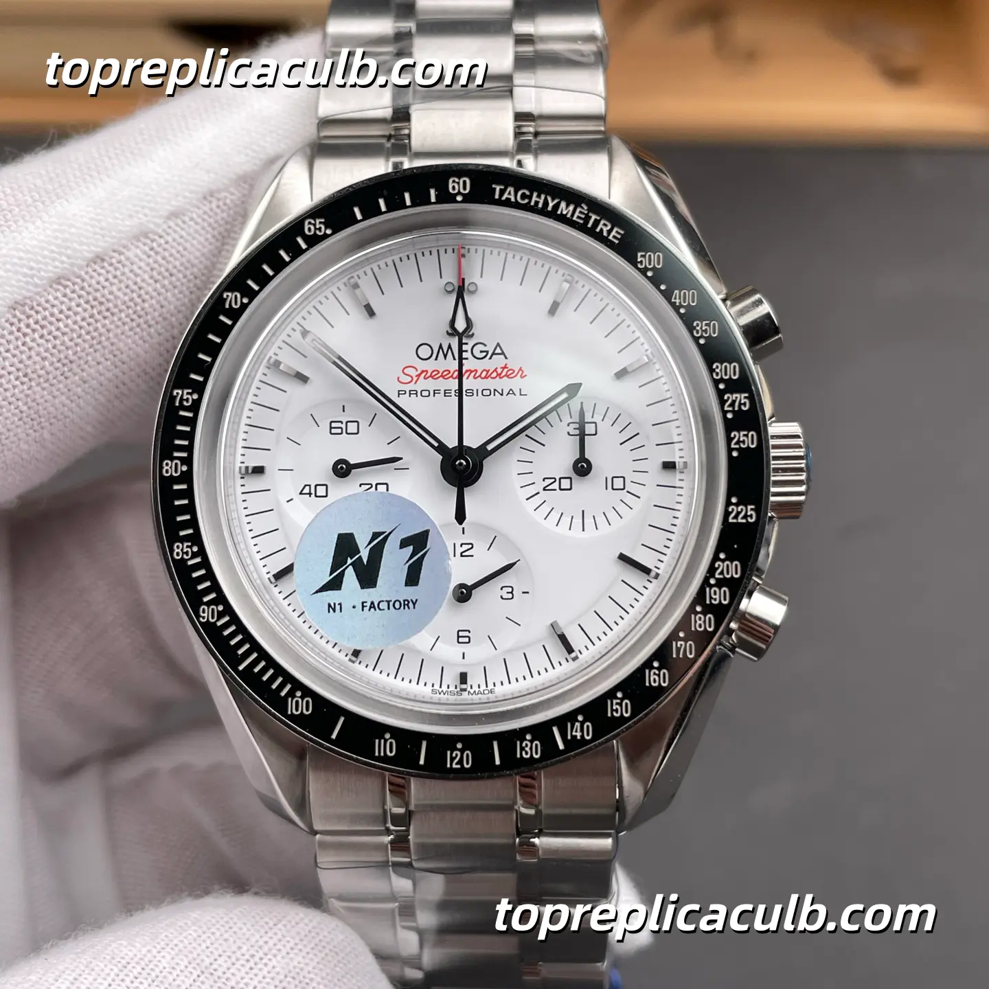 N1 Factory Omega Speedmaster Moonwatch “White Snoopy” Ref.310.30.42.50.04.001 42MM White Dial Black Bezel Stainless Steel Bracelet Super Clone Watch With 1:1 Replica 3861 Movement - Image 3