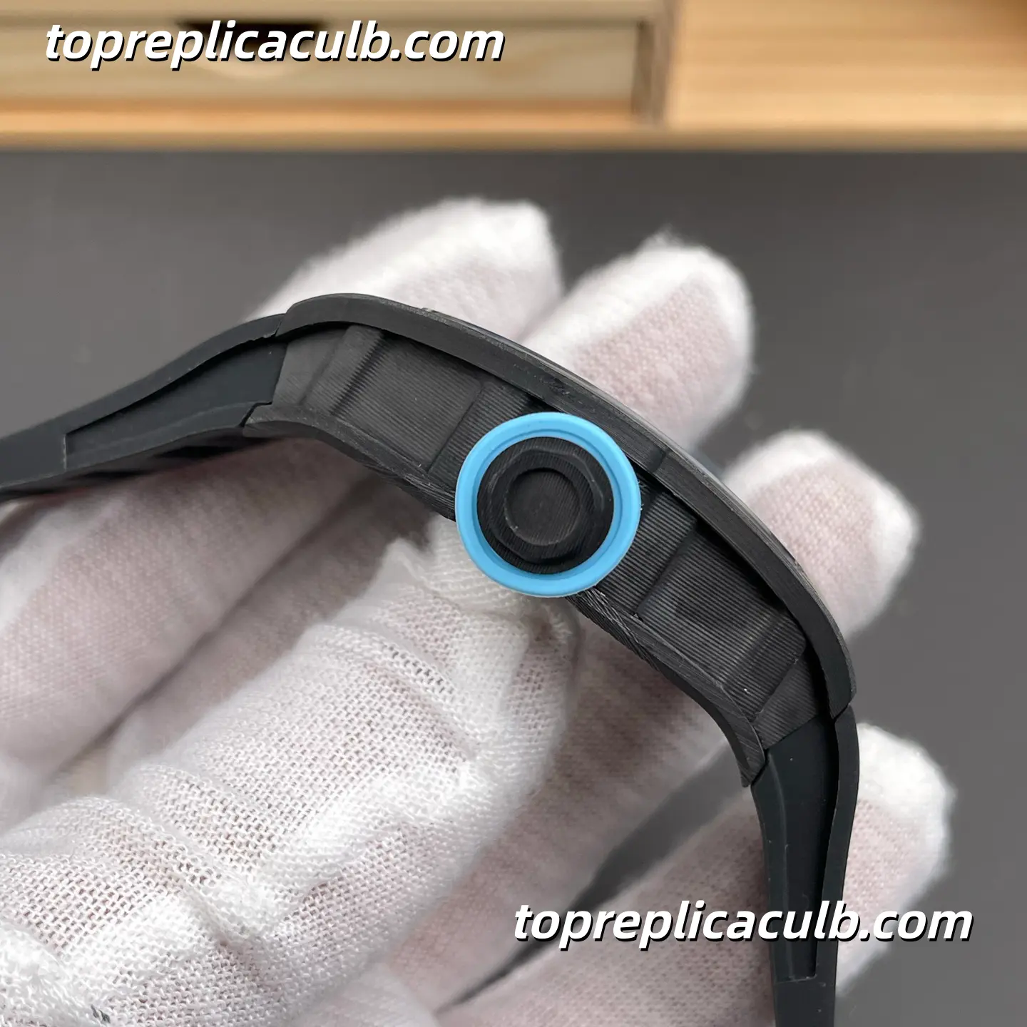 NEW Factory Richard Mille RM055 Carbon Fiber Sky Blue Inner Bezel Black Strap 49.9x42.07mm Super Clone Watch RMUL2 Integrated Custom Skeleton Movement - Image 6