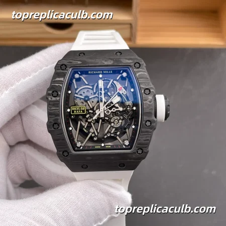 NEW Factory Richard Mille RM35-02 Rafael Nadal Carbon Fiber Case Red Inner Bezel Skeleton Dial 49.94x44.5MM Super Clone Watch