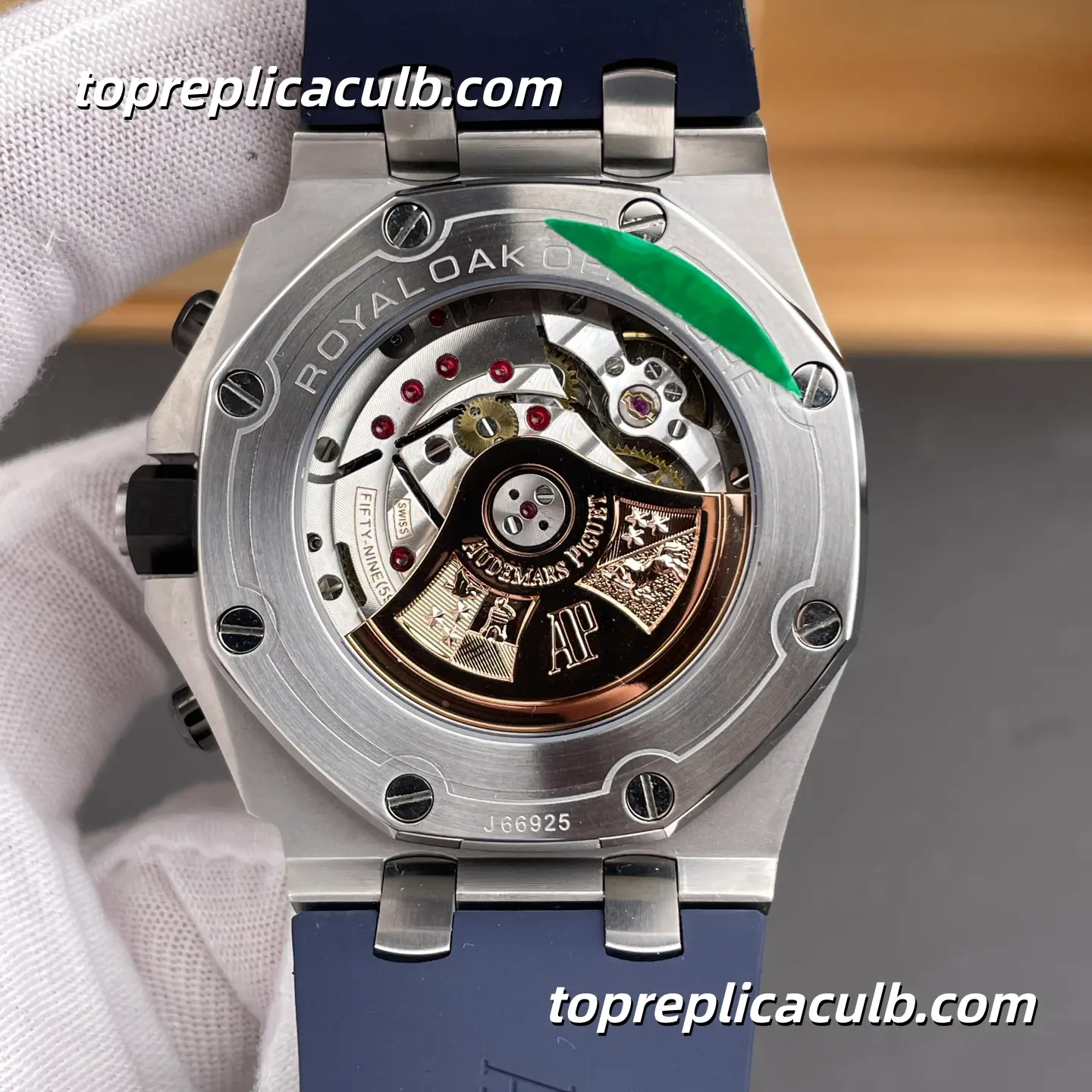 OMF Factory Audemars Piguet Royal Oak Offshore Chronograph 42MM 26170ST.OO.D305CR.01 White “Méga Tapisserie” Dial Stainless Steel Super Clone Watch with Blue Rubber Strap and 1:1 Replica Movement - Image 7