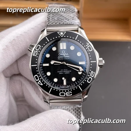 OR Factory Omega Seamaster Diver 300M Ref.210.30.42.20.01.010 42MM Black Wave Dial Mesh Bracelet 8806 Movement Super Clone Watch