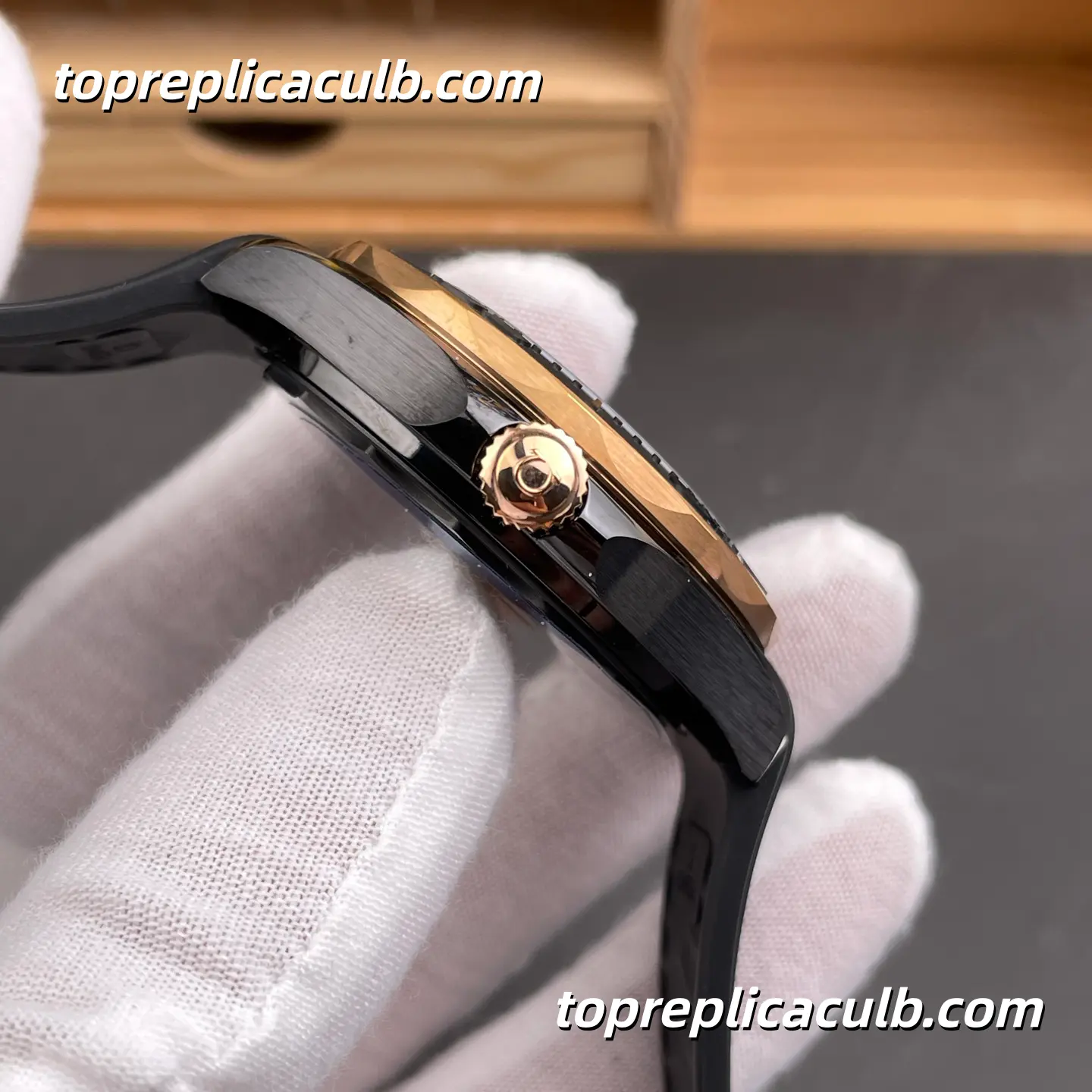 OR Factory Omega Seamaster Diver 300M Ref.210.62.44.20.01.001 43.5MM Black Dial Rose Gold Bezel Super Clone Watch with Black Rubber Strap 2824 Automatic Movement - Image 5