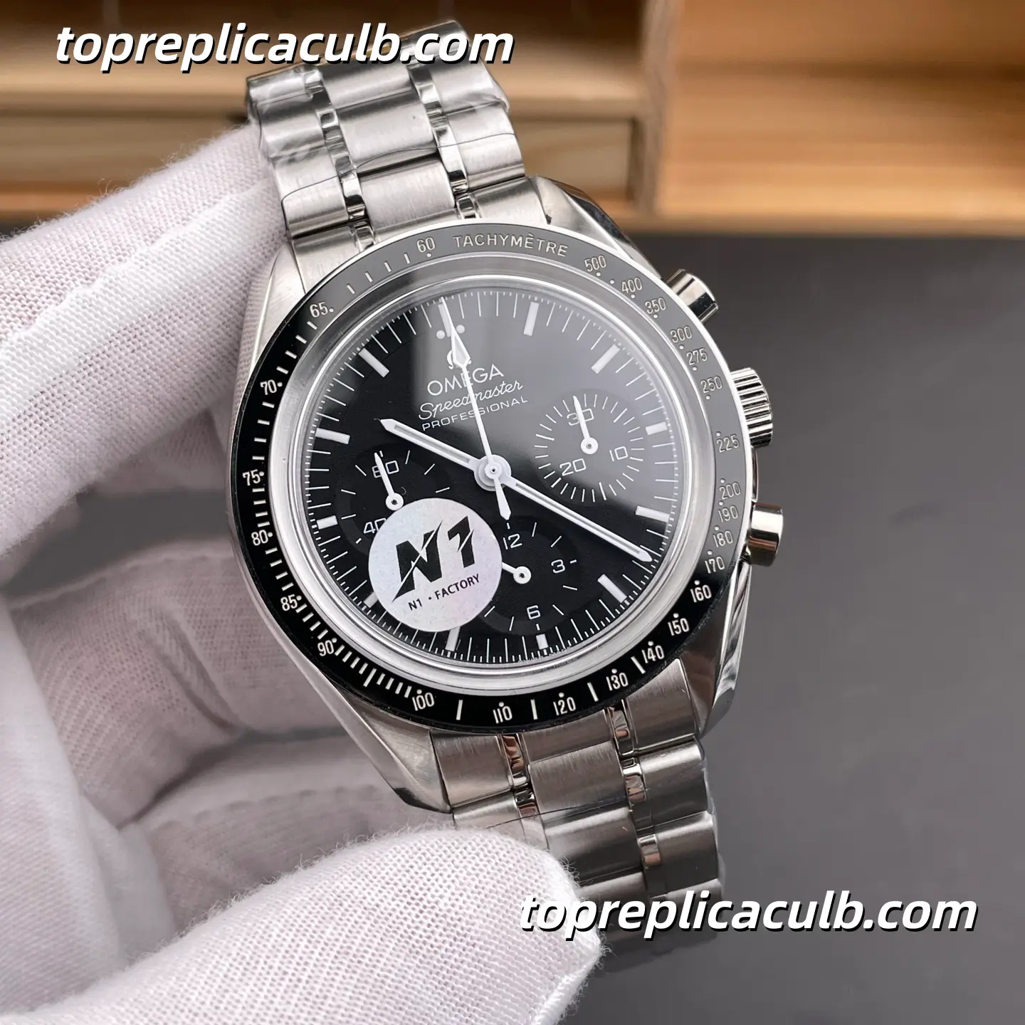 Omega Speedmaster Moonwatch “Black Sapphire” Ref.310.30.42.50.01.002 42MM Black Dial Black Bezel Stainless Steel Bracelet Super Clone Watch With 1:1 Replica 3861 Movement - Image 4