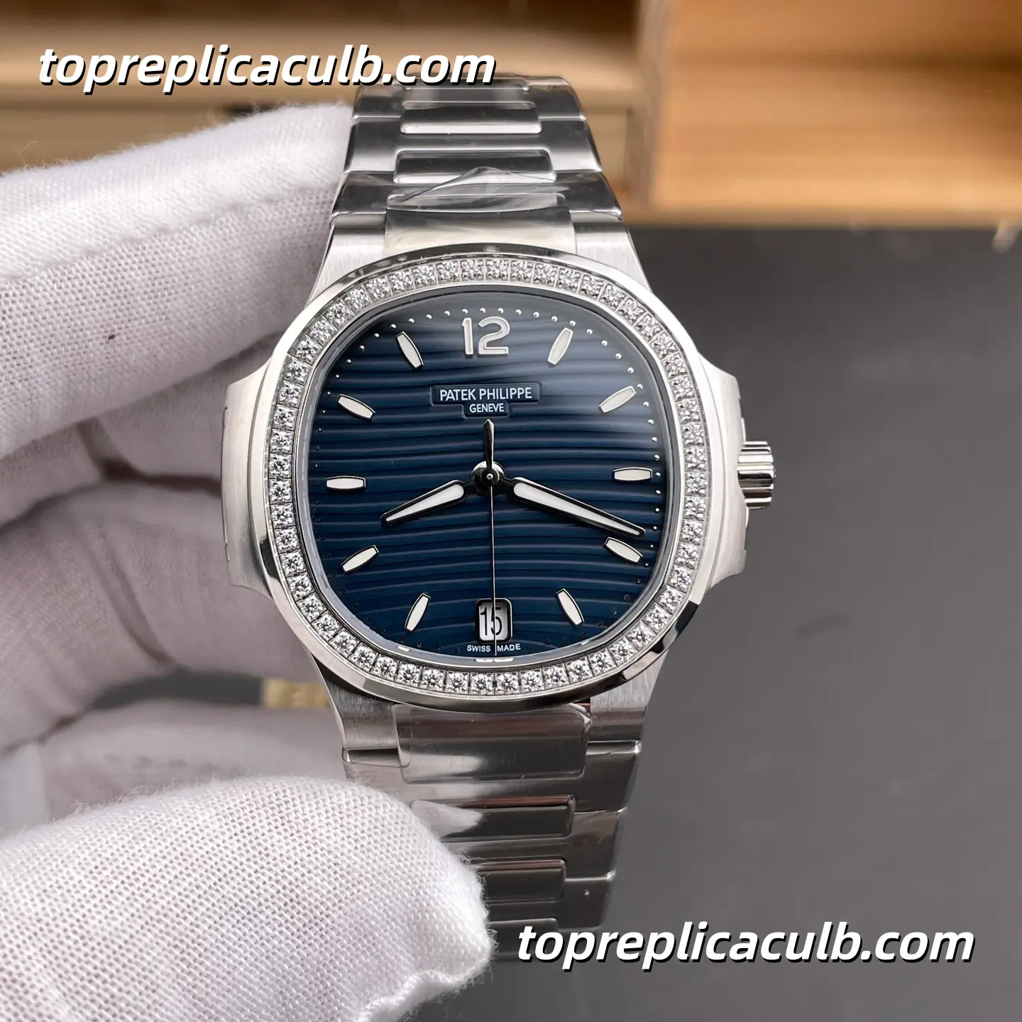 PPF Factory Patek Philippe Nautilus Ladies 71181200A-001 Diamond Bezel Super Clone Watch