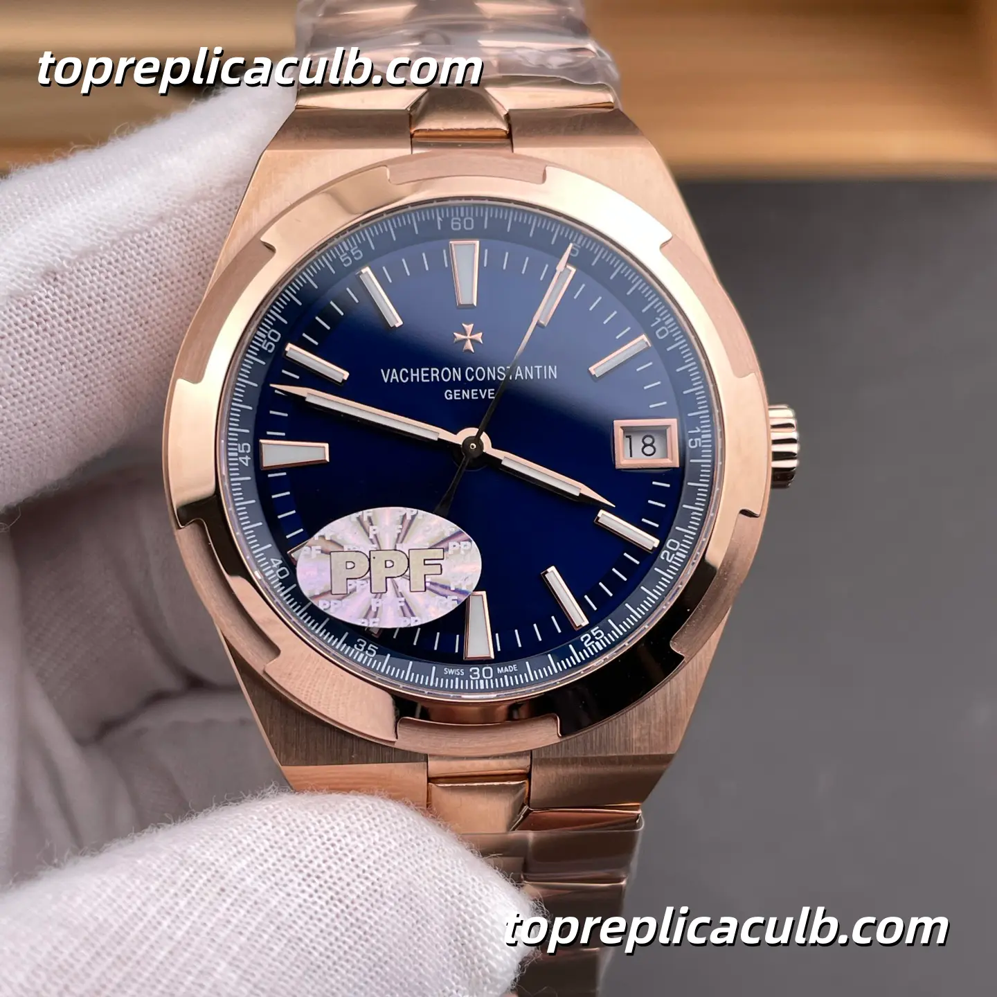 PPF Factory Vacheron Constantin Overseas 4500V/110R-B705 Super Clone Watch 41mm Rose Gold Blue Dial Integrated Bracelet 5100 Movement - Image 3
