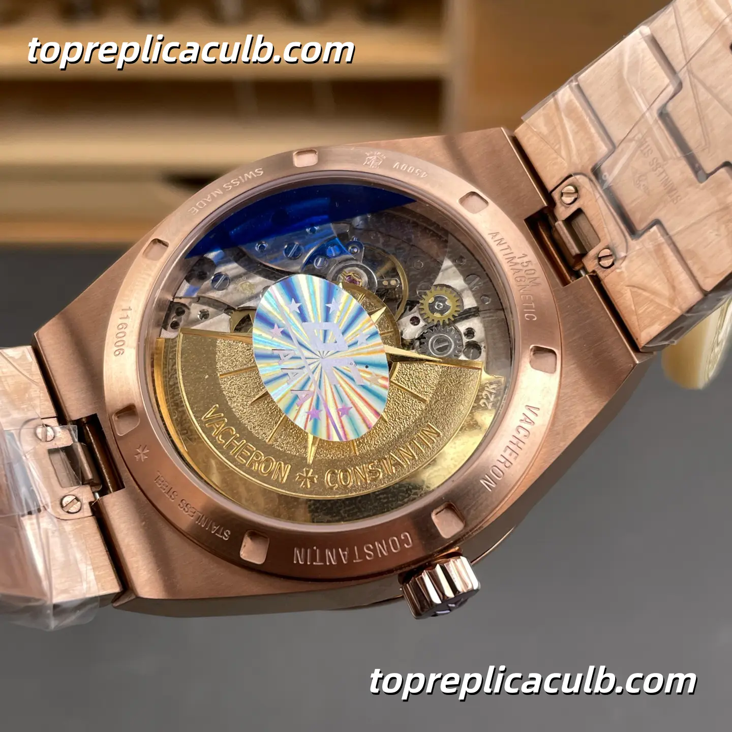 PPF Factory Vacheron Constantin Overseas 4500V/110R-B705 Super Clone Watch 41mm Rose Gold Blue Dial Integrated Bracelet 5100 Movement - Image 5