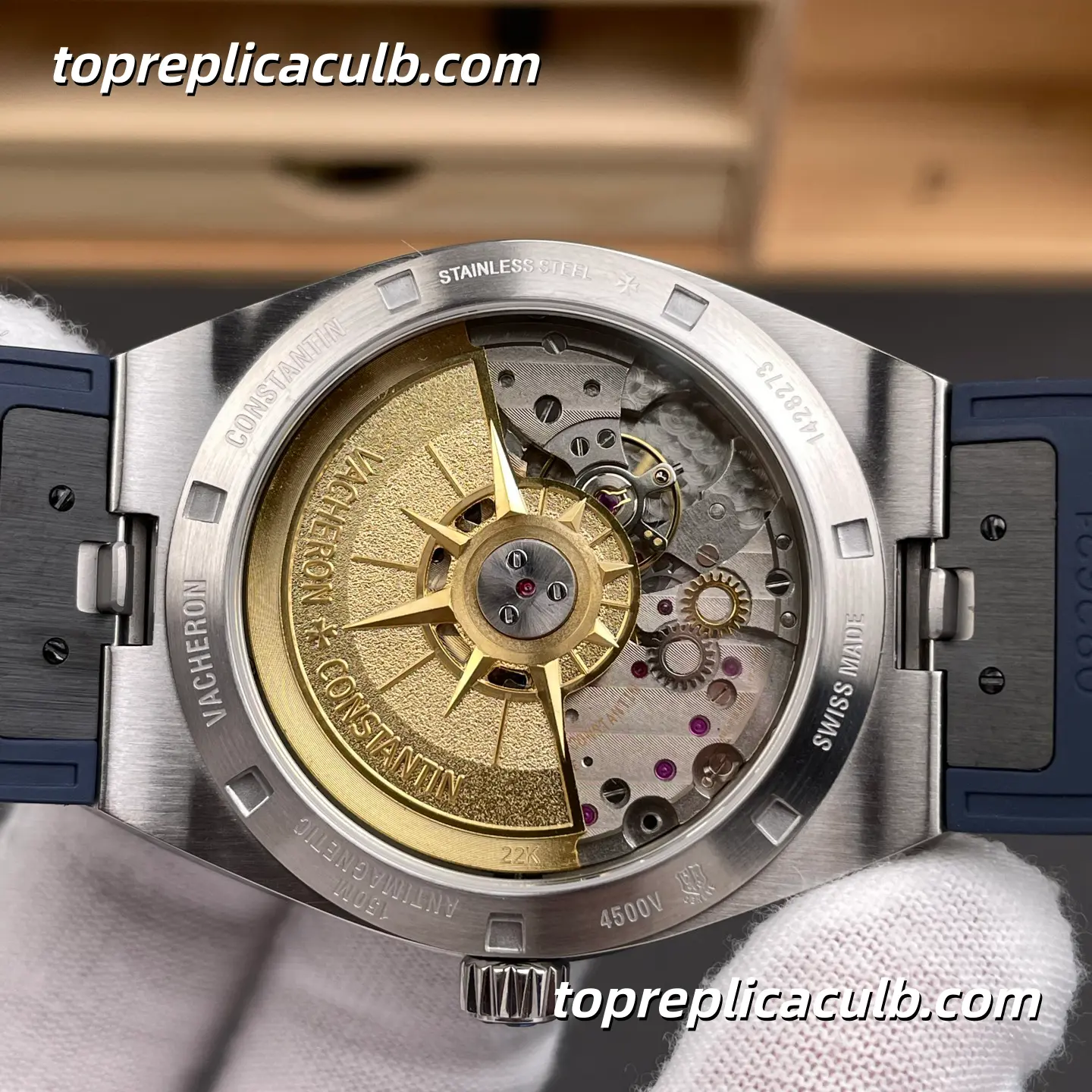 PPF Factory Vacheron Constantin Overseas 4500V/210A-B128 Super Clone Watch 41mm Stainless Steel Blue Dial Blue Rubber Strap 5100 Movement - Image 5