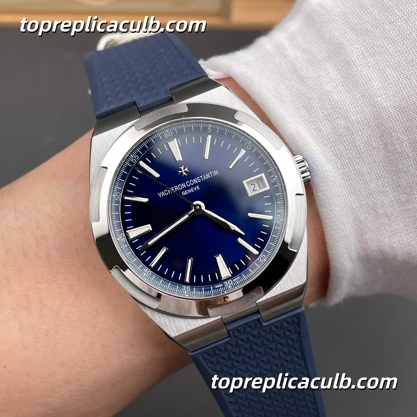 PPF Factory Vacheron Constantin Overseas 4500V/210A-B128 Super Clone Watch 41mm Stainless Steel Blue Dial Blue Rubber Strap 5100 Movement - Image 2