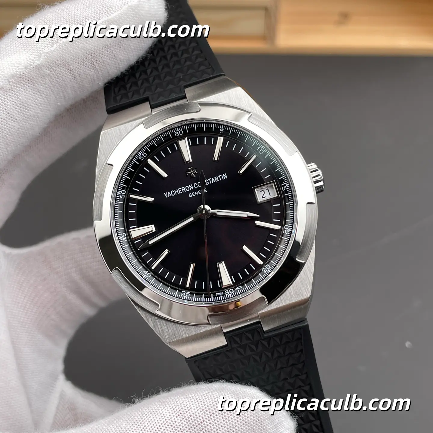 PPF Factory Vacheron Constantin Overseas 4500V/210A-B483 Super Clone Watch 41mm Stainless Steel Black Dial Black Rubber Strap 5100 Movement - Image 4