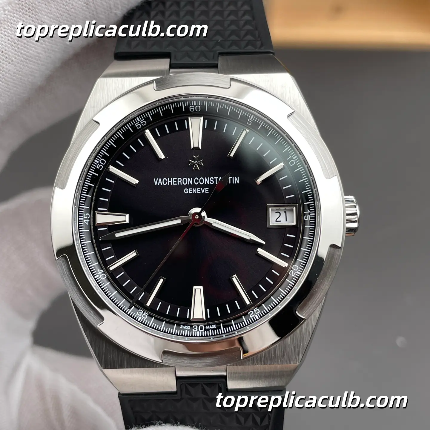 PPF Factory Vacheron Constantin Overseas 4500V/210A-B483 Super Clone Watch 41mm Stainless Steel Black Dial Black Rubber Strap 5100 Movement - Image 3