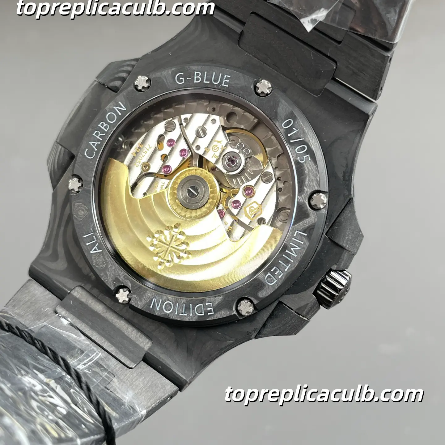 Patek Philippe Nautilus 5711 DIW Full Carbon Fiber Custom Super Clone Watch 40mm Black Textured Dial Full Carbon Fiber Case & Bracelet Citizen 9015 Automatic Movement - Image 5