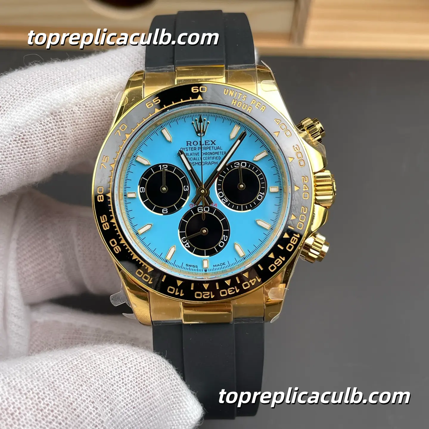 QF Factory Rolex Daytona “Turquoise Blue Dial” 126518LN-0014 40MM Tiffany Blue Dial Black Ceramic Bezel Oysterflex Bracelet Super Clone Watch with 4131 Movement