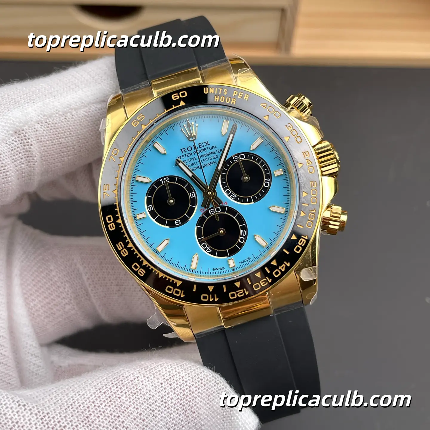 QF Factory Rolex Daytona “Turquoise Blue Dial” 126518LN-0014 40MM Tiffany Blue Dial Black Ceramic Bezel Oysterflex Bracelet Super Clone Watch with 4131 Movement - Image 4