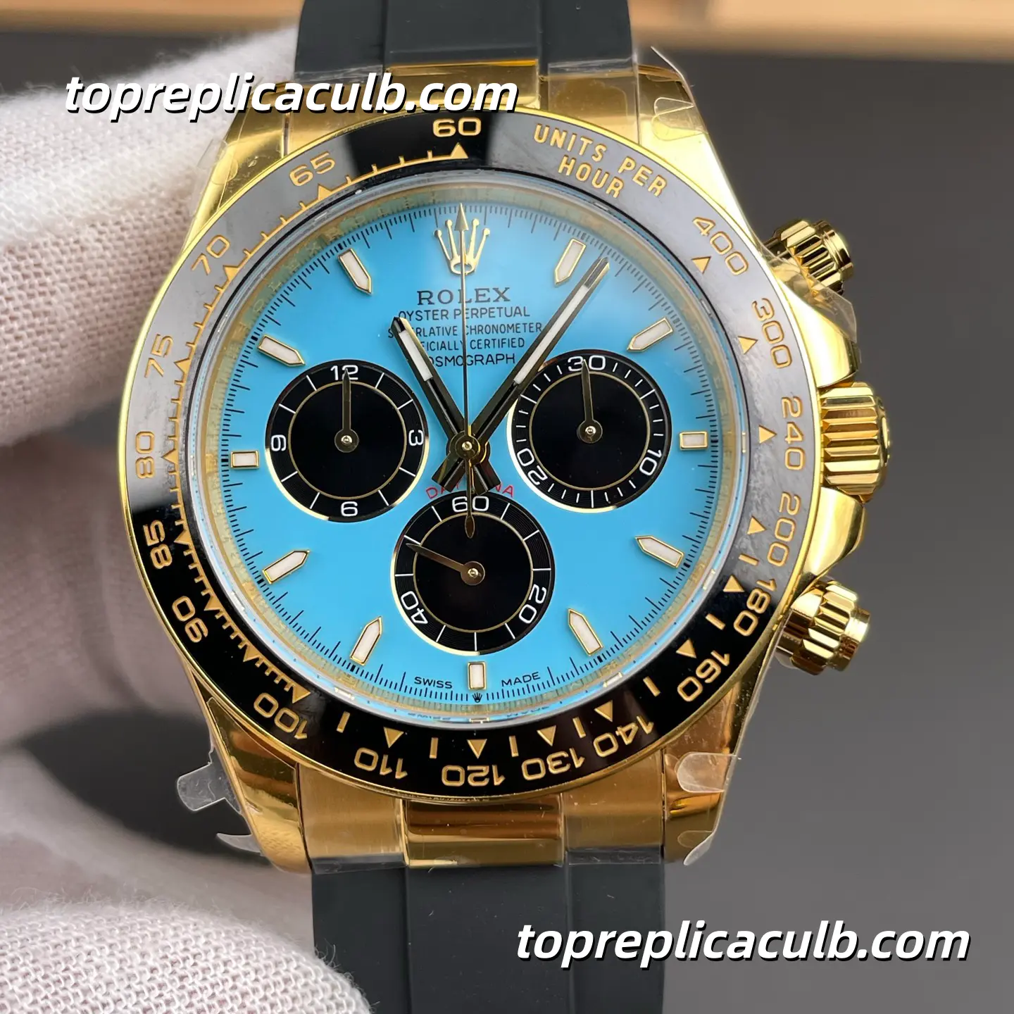 QF Factory Rolex Daytona “Turquoise Blue Dial” 126518LN-0014 40MM Tiffany Blue Dial Black Ceramic Bezel Oysterflex Bracelet Super Clone Watch with 4131 Movement - Image 3