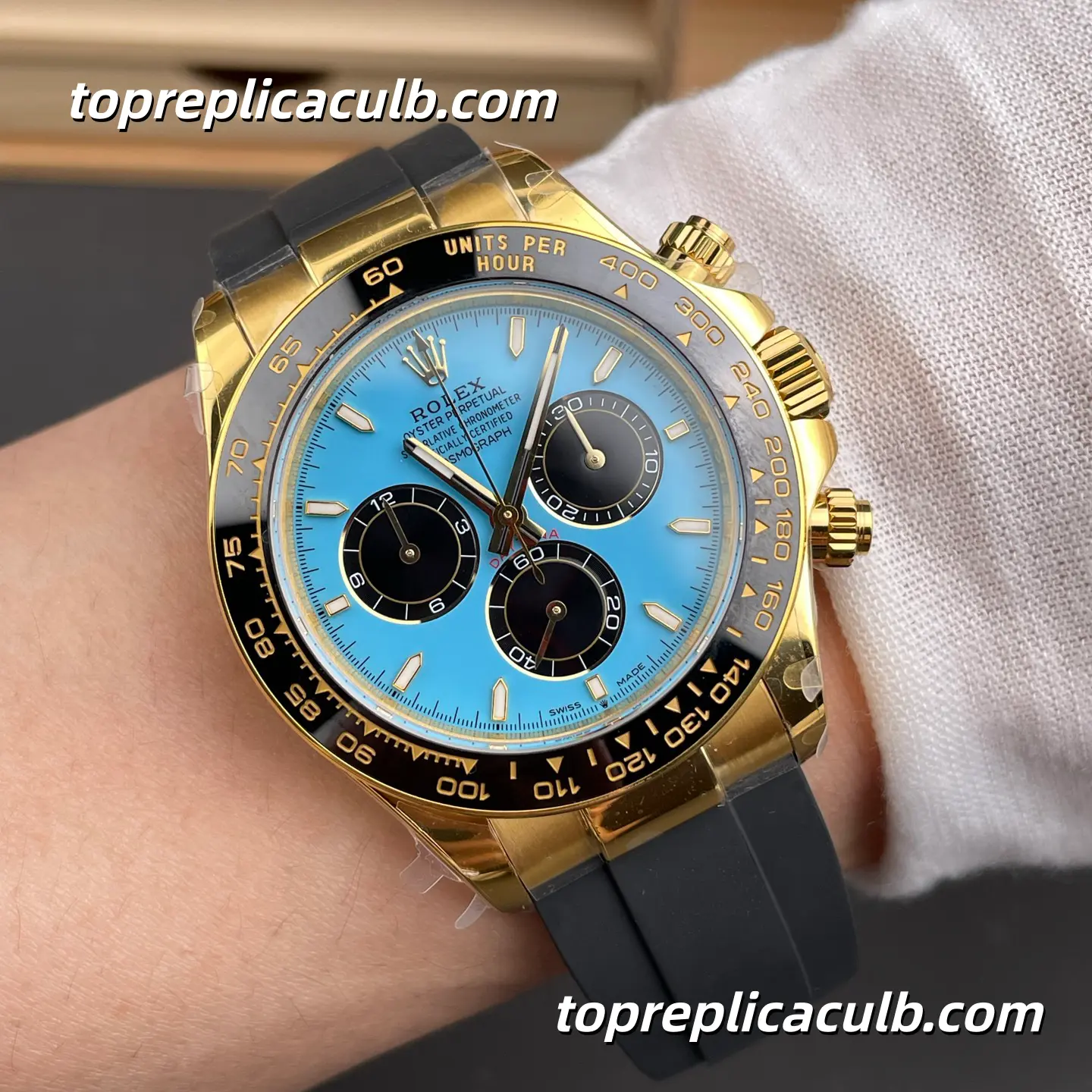 QF Factory Rolex Daytona “Turquoise Blue Dial” 126518LN-0014 40MM Tiffany Blue Dial Black Ceramic Bezel Oysterflex Bracelet Super Clone Watch with 4131 Movement - Image 2