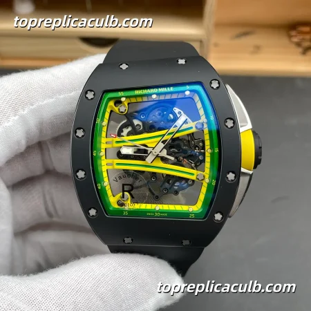 RF Factory Richard Mille RM61-01 Black Ceramic Green Racing Dial 51x42MM Vaucher Integrated Skeleton Movement Super Clone Watch