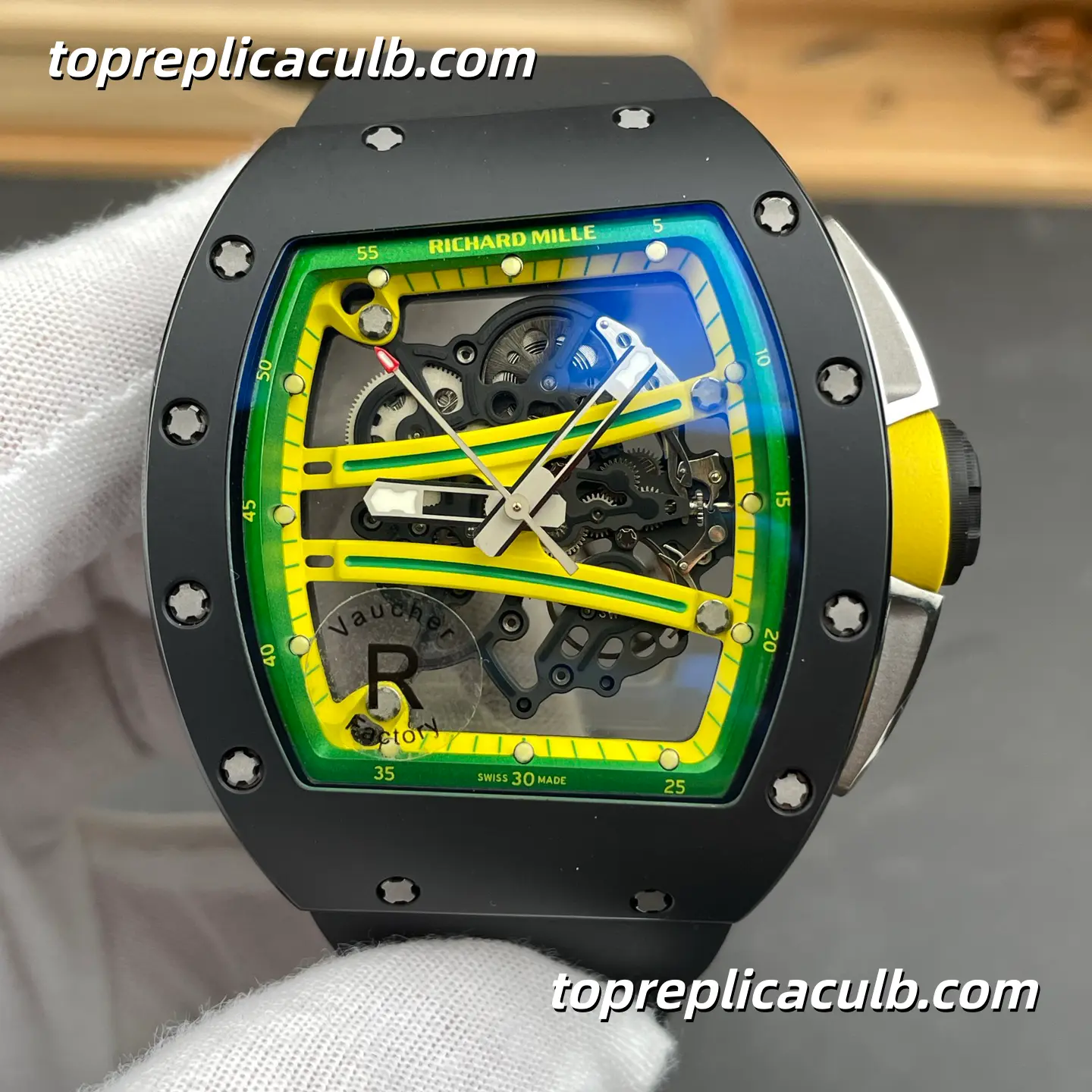 RF Factory Richard Mille RM61-01 Black Ceramic Green Racing Dial 51x42MM Vaucher Integrated Skeleton Movement Super Clone Watch - Image 3