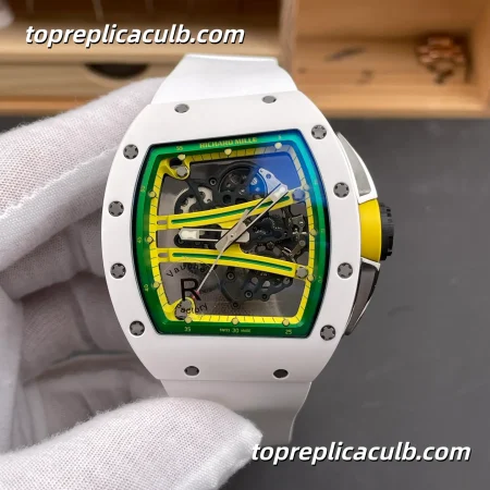 RF Factory Richard Mille RM61-01 White Ceramic Green Racing Dial 51x42MM Vaucher Integrated Skeleton Movement Super Clone Watch