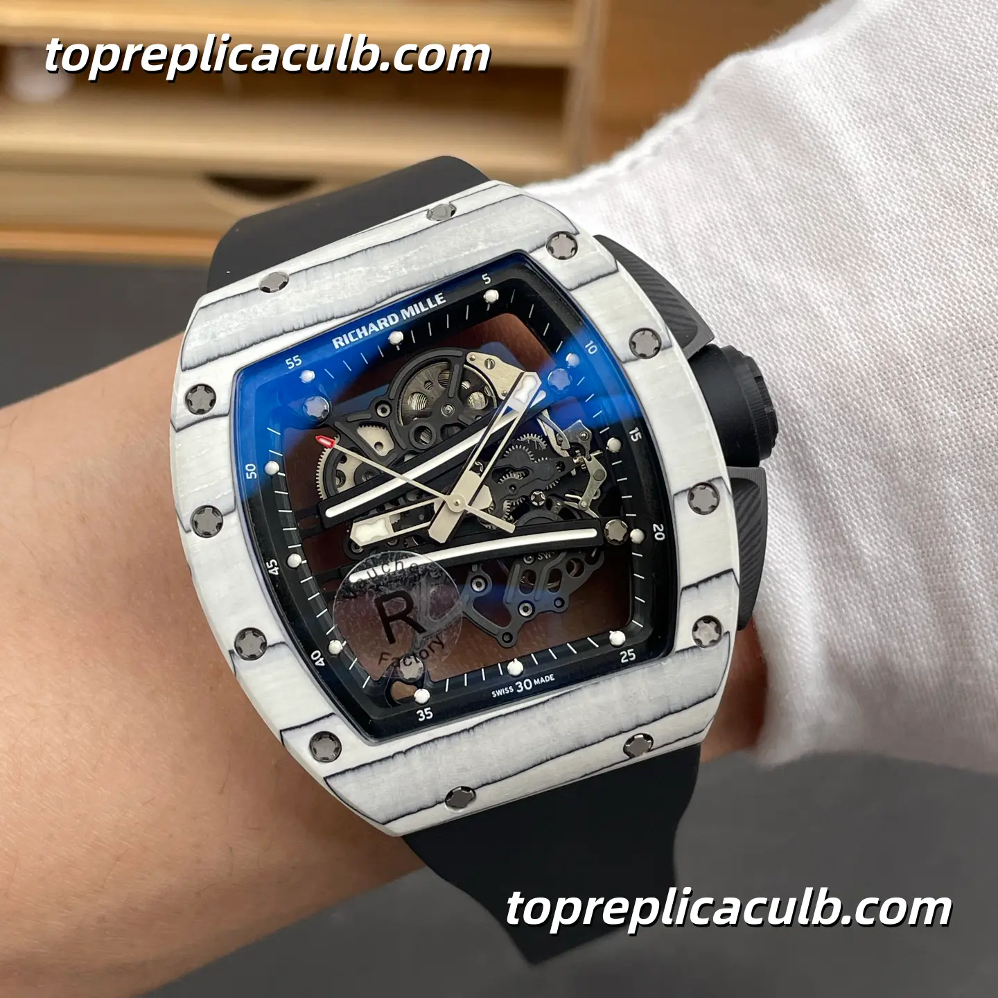 RF Factory Richard Mille RM61-01 White Carbon Fiber Racing Dial 51x42MM Vaucher Integrated Skeleton Movement Super Clone Watch - Image 2
