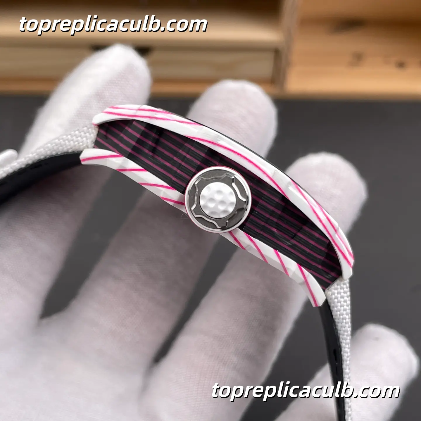 RM Factory Richard Mille RM38-02 Pink Carbon Fiber Tourbillon 43.7x50MM Integrated Movement Super Clone Watch - Image 6