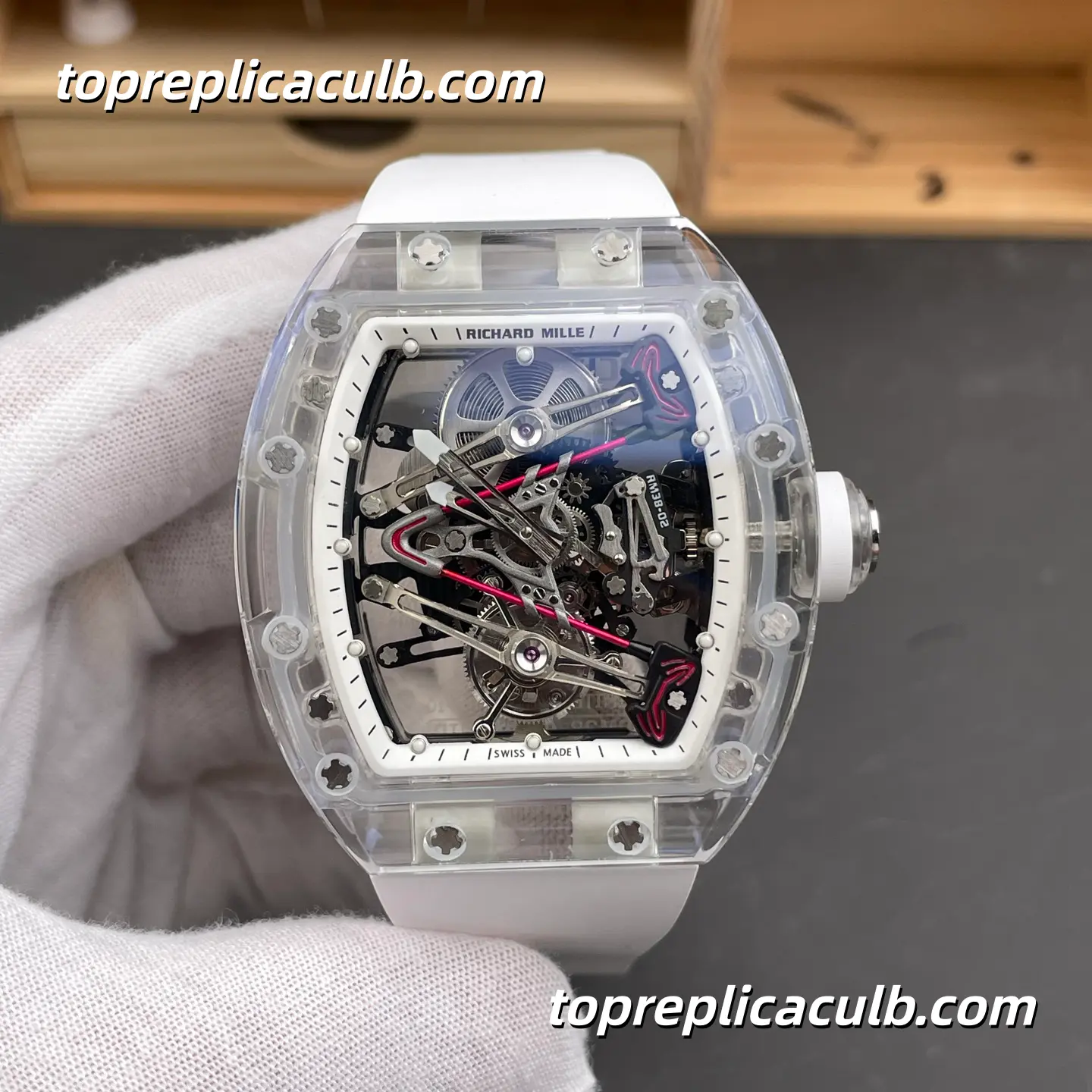 RM Factory Richard Mille RM38-02 Transparent Sapphire Case Tourbillon 43.7x50MM Super Clone Watch