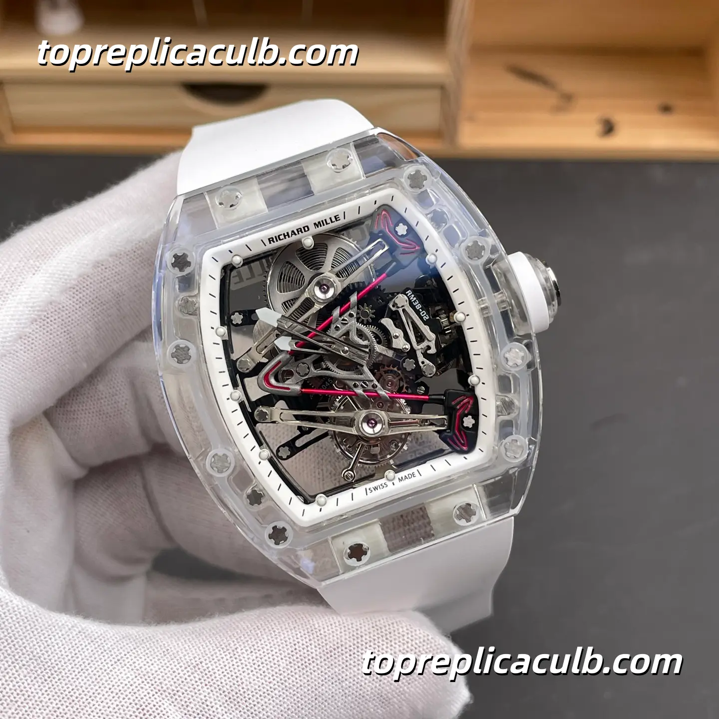 RM Factory Richard Mille RM38-02 Transparent Sapphire Case Tourbillon 43.7x50MM Super Clone Watch - Image 4