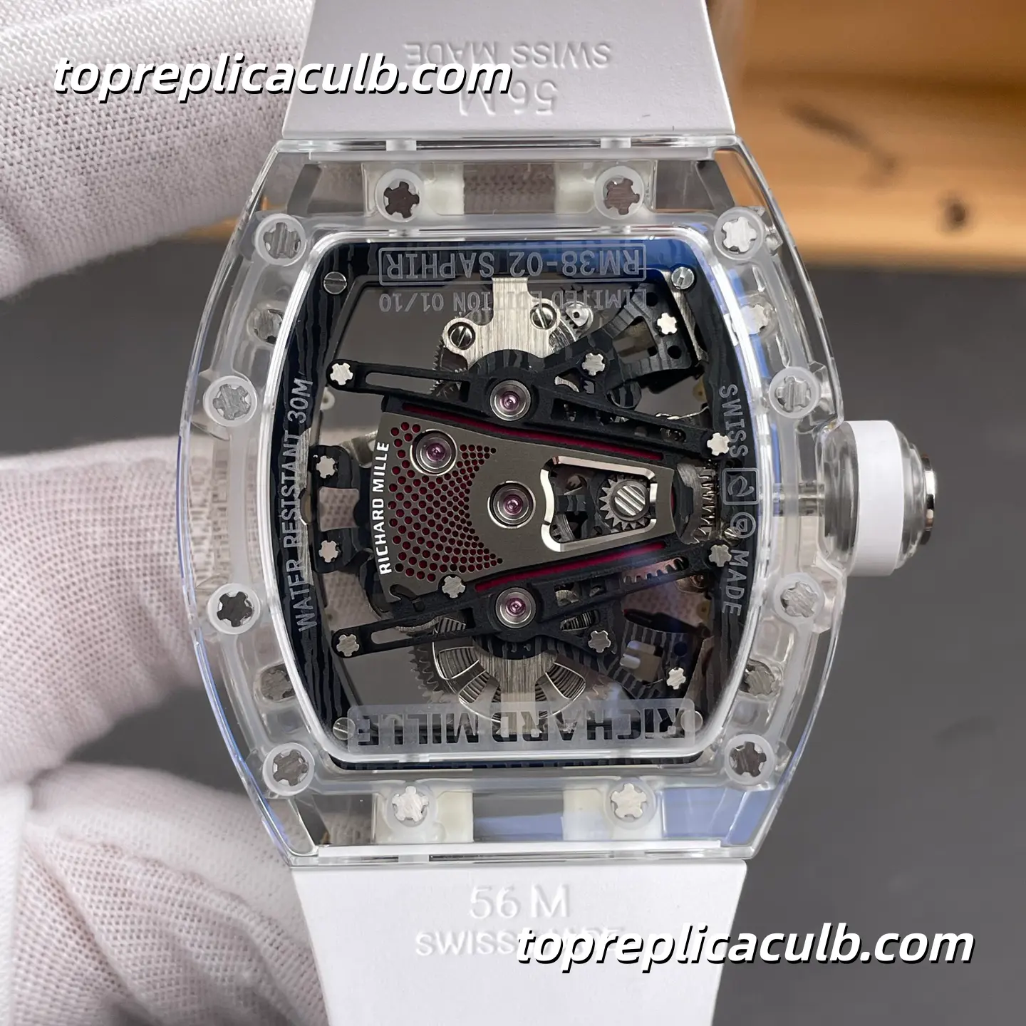 RM Factory Richard Mille RM38-02 Transparent Sapphire Case Tourbillon 43.7x50MM Super Clone Watch - Image 5