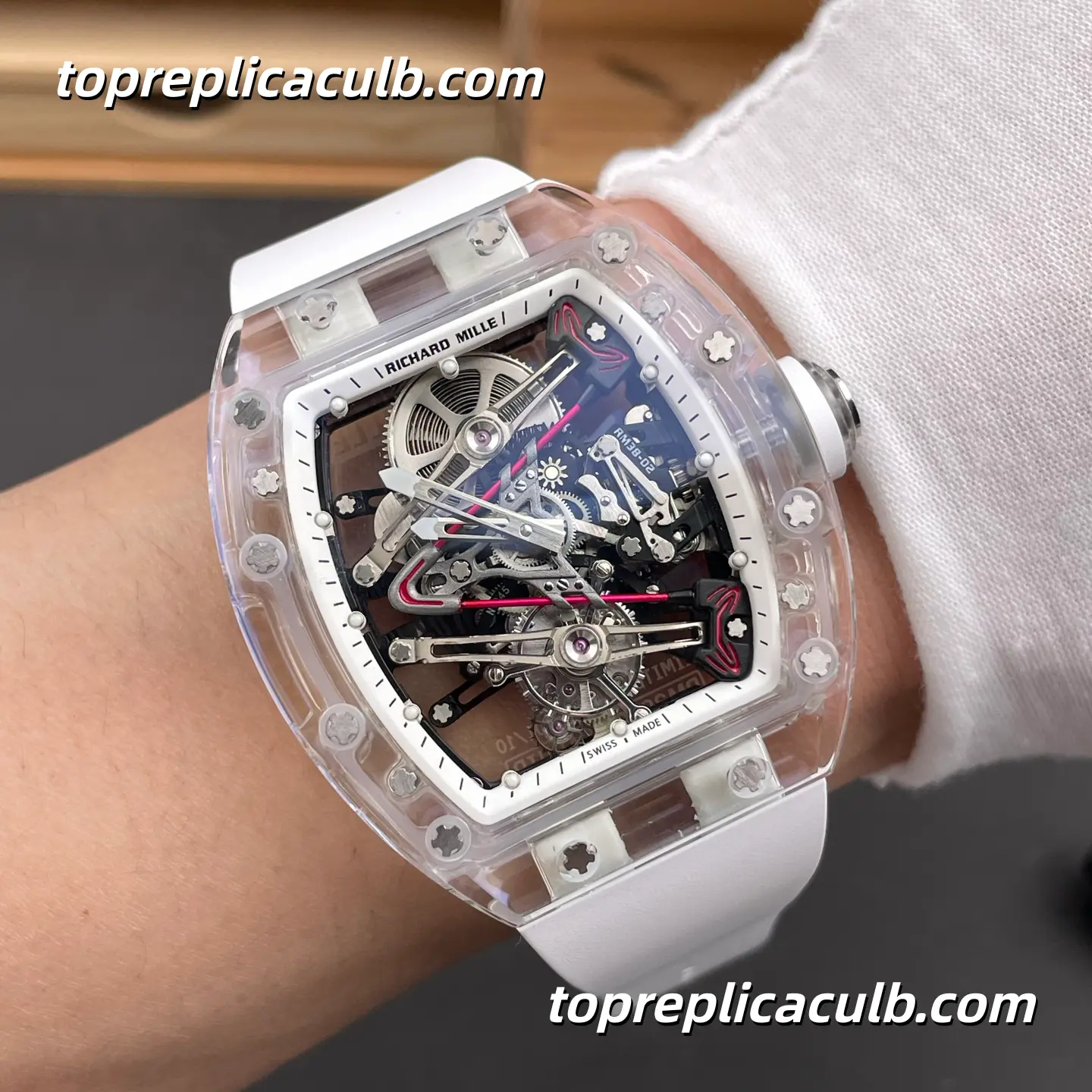 RM Factory Richard Mille RM38-02 Transparent Sapphire Case Tourbillon 43.7x50MM Super Clone Watch - Image 2