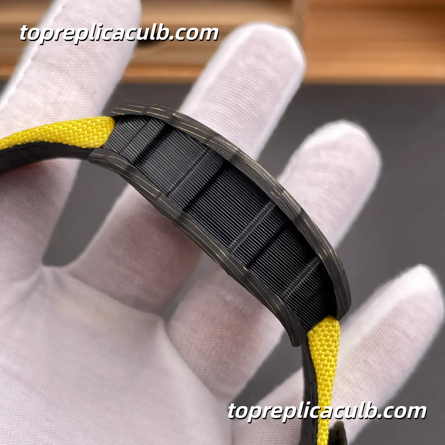 RM Factory Richard Mille RM12-01 Tourbillon Carbon Fiber Case Yellow Accent Skeleton Dial 51x42MM Super Clone Watch With Tourbillon Movement - Image 7
