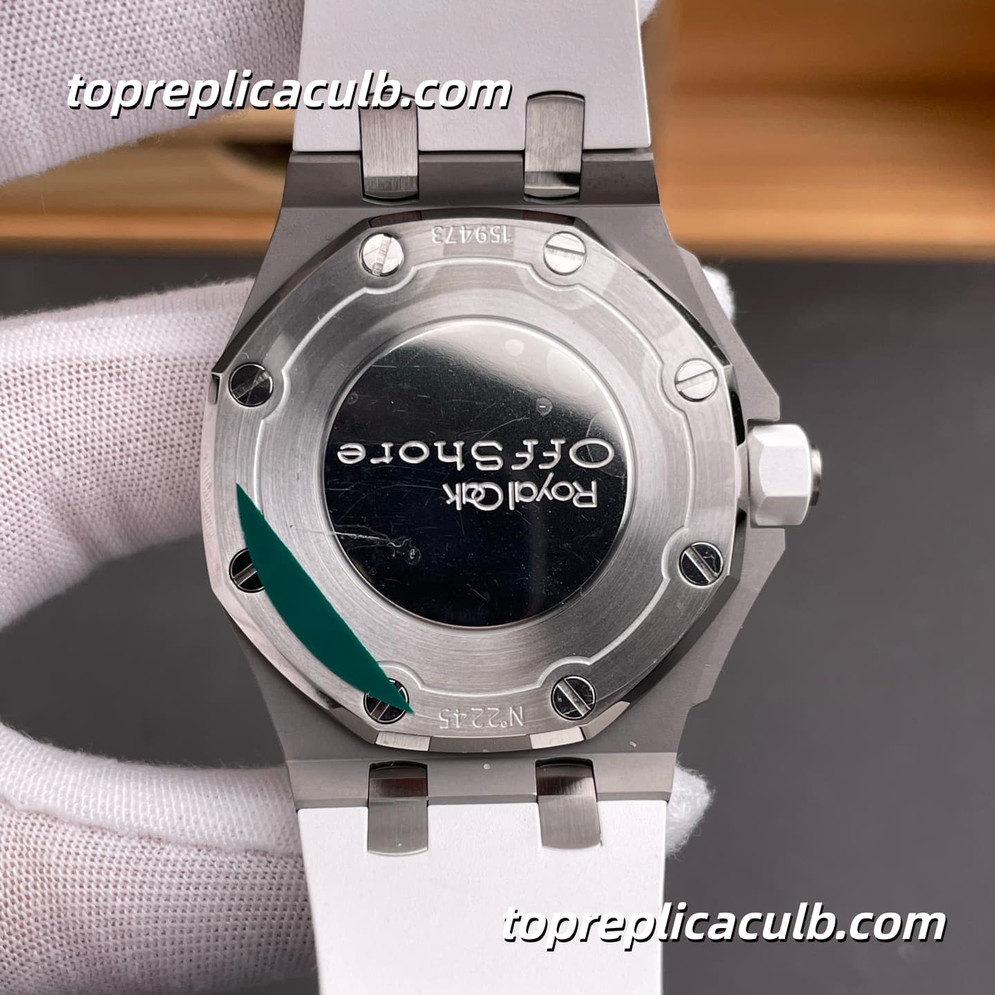 RXW Factory Audemars Piguet Royal Oak Offshore Lady 37MM 67540SK.ZZ.A010CA.01 White Tapisserie Dial Diamond Bezel White Rubber Strap Super Clone Watch with 2714 Quartz Movement - Image 9