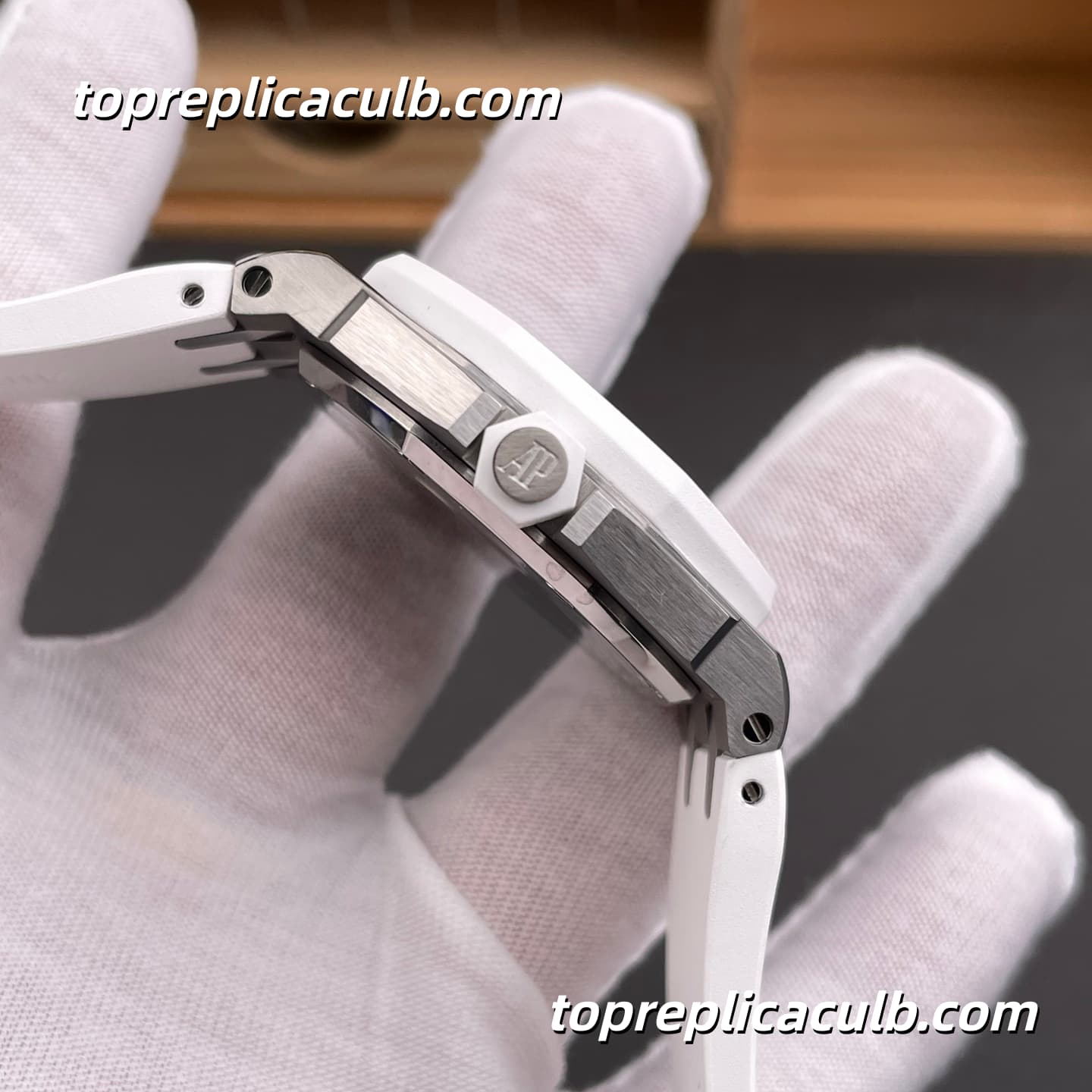 RXW Factory Audemars Piguet Royal Oak Offshore Lady 37MM 67540SK.ZZ.A010CA.01 White Tapisserie Dial Diamond Bezel White Rubber Strap Super Clone Watch with 2714 Quartz Movement - Image 5