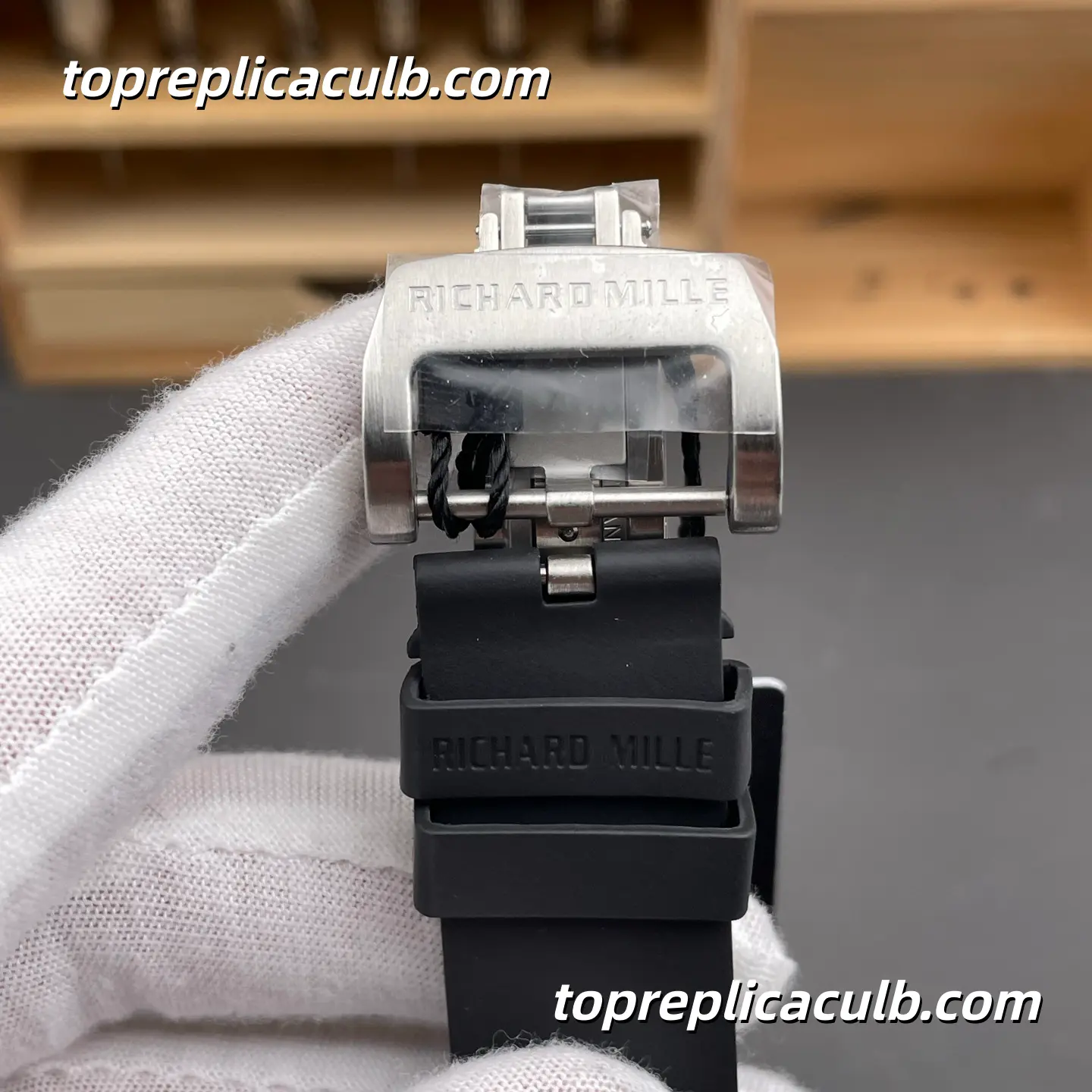 Richard Mille RM 35-03 Rafael Nadal Automatic Winding 50MM Carbon TPT Skeleton Dial Super Clone Watch with Black Rubber Strap and Butterfly Rotor Sport Automatic Movement - Image 8