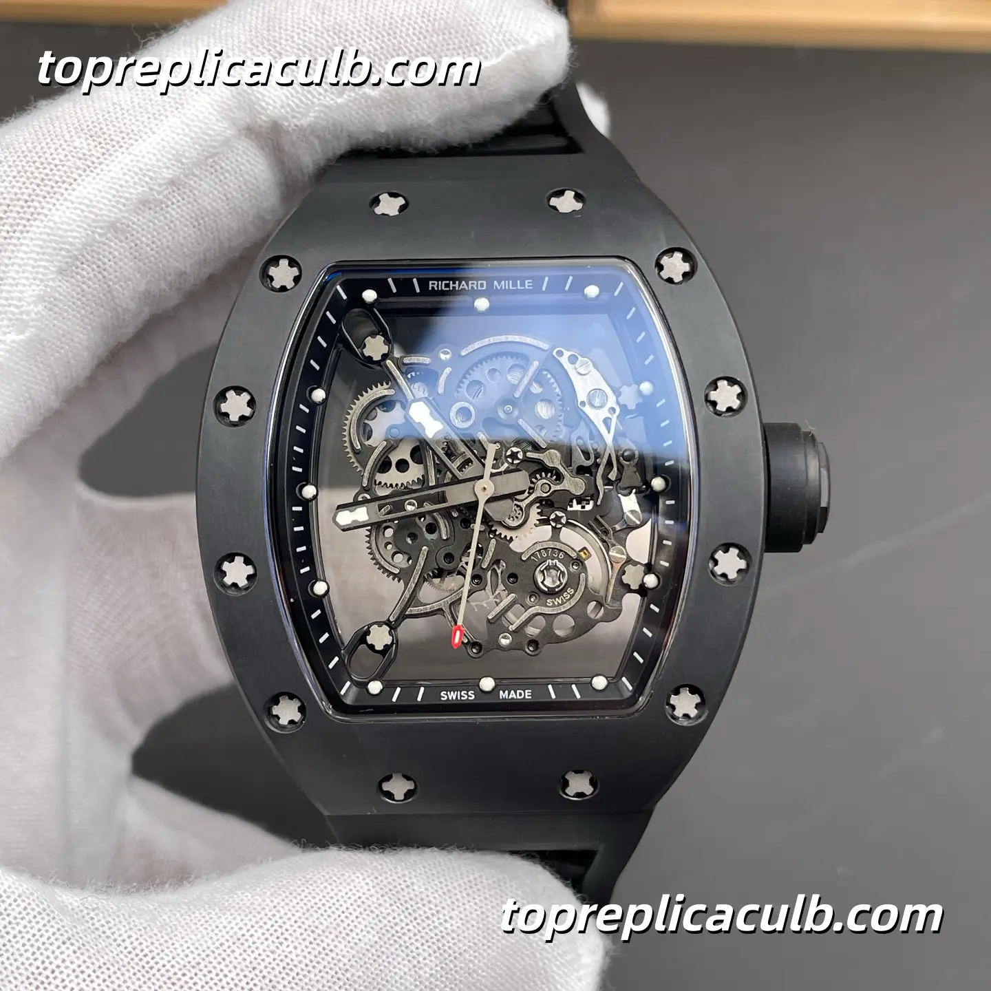 Richard Mille RM055 Black Ceramic 49.9x42.7MM RMUL2 Integrated Skeleton Movement Super Clone Watch