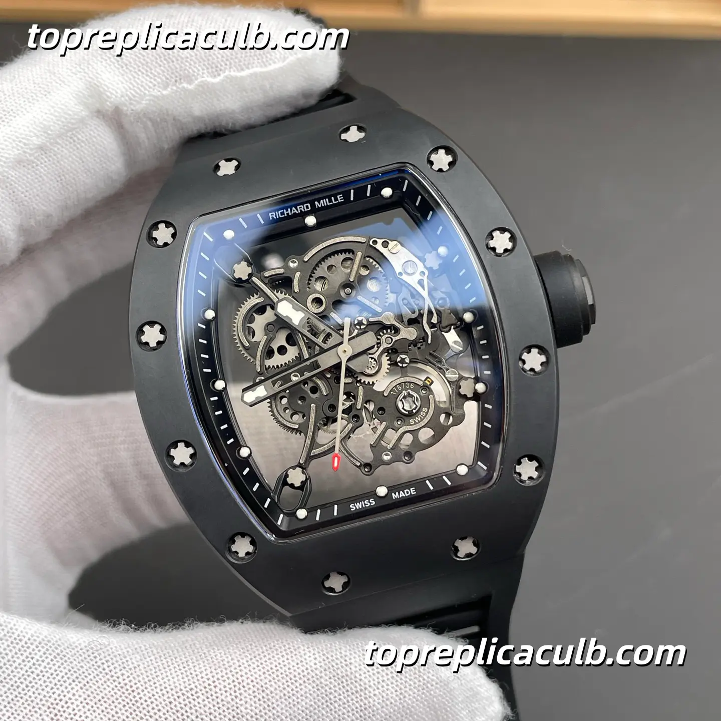 Richard Mille RM055 Black Ceramic 49.9x42.7MM RMUL2 Integrated Skeleton Movement Super Clone Watch - Image 4