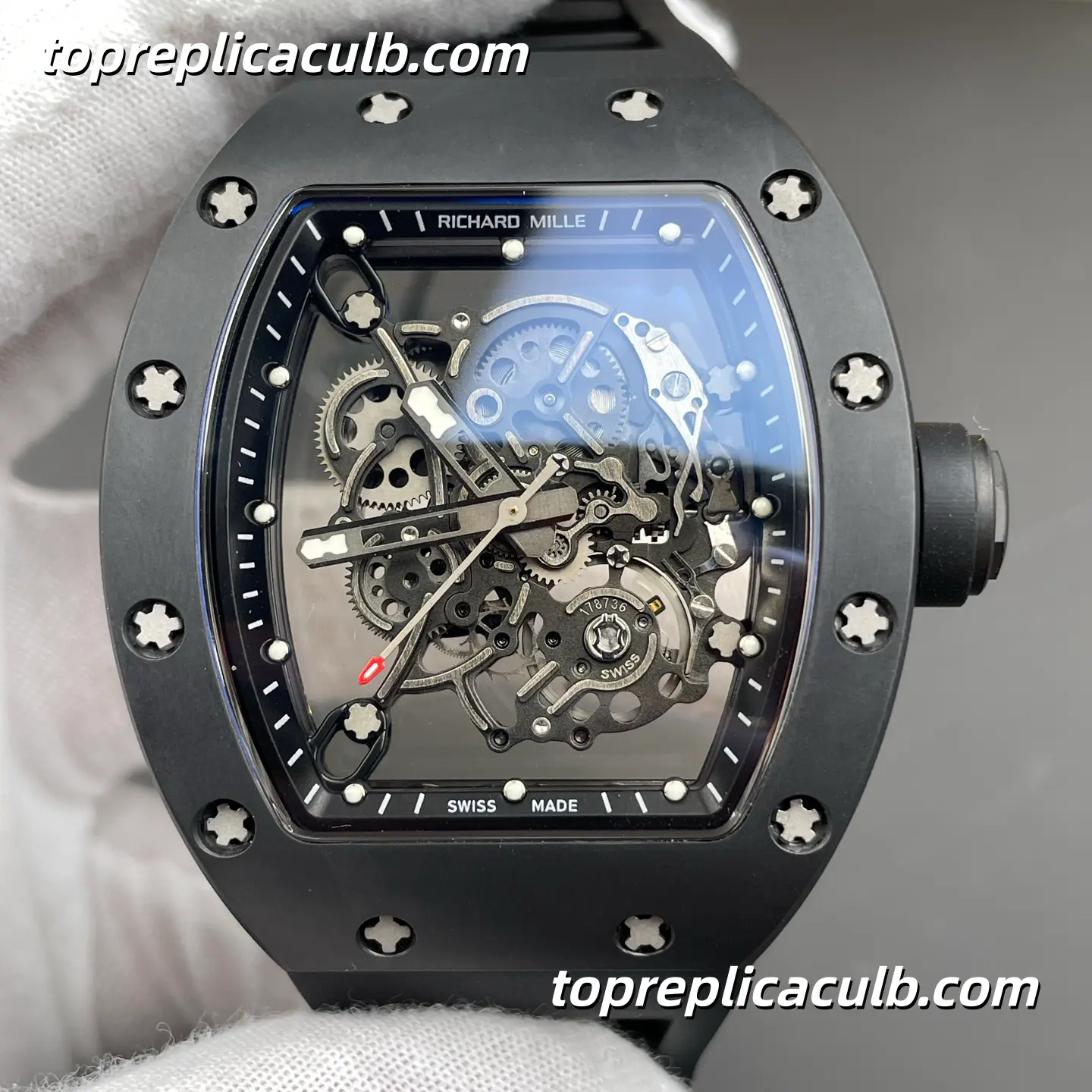 Richard Mille RM055 Black Ceramic 49.9x42.7MM RMUL2 Integrated Skeleton Movement Super Clone Watch - Image 3