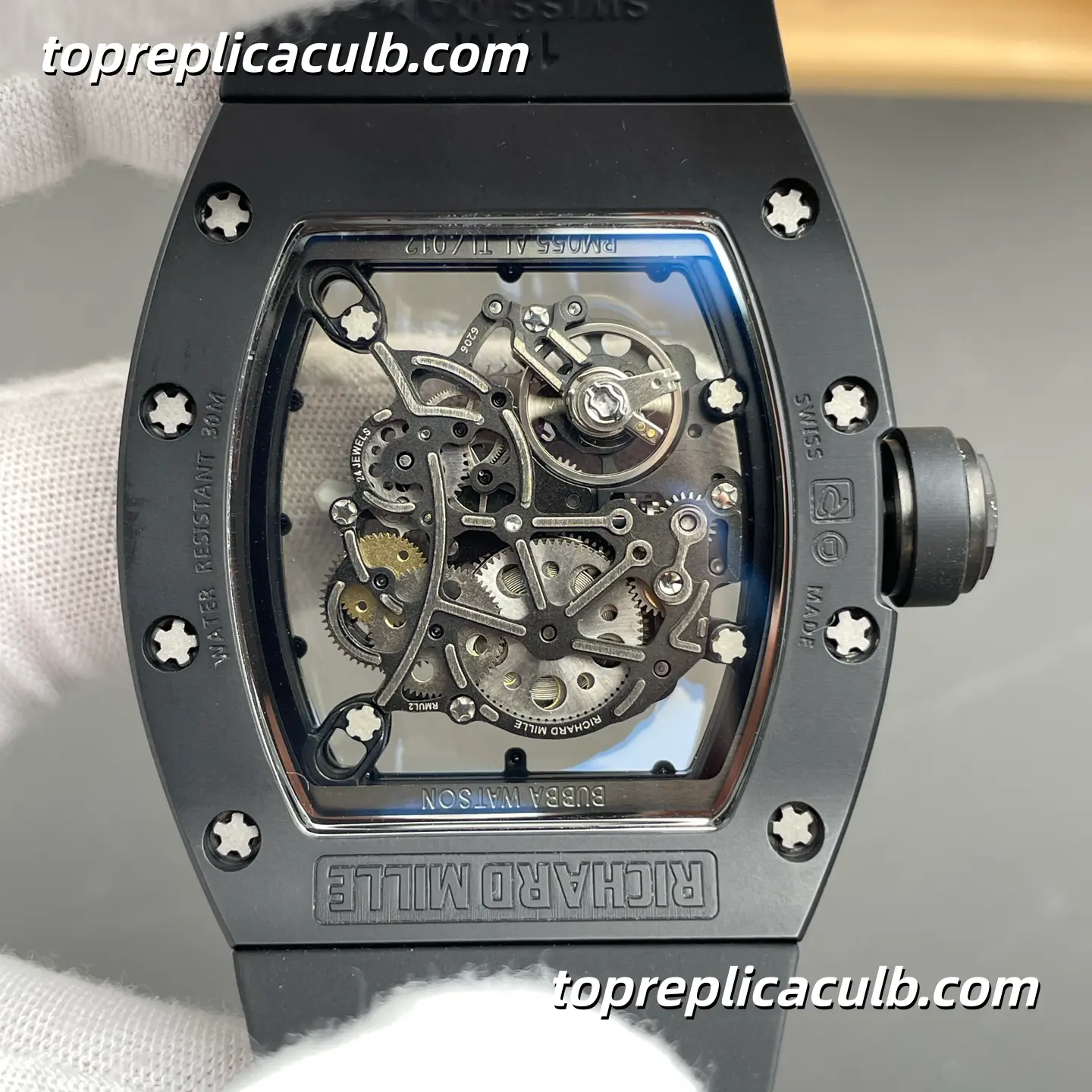 Richard Mille RM055 Black Ceramic 49.9x42.7MM RMUL2 Integrated Skeleton Movement Super Clone Watch - Image 5