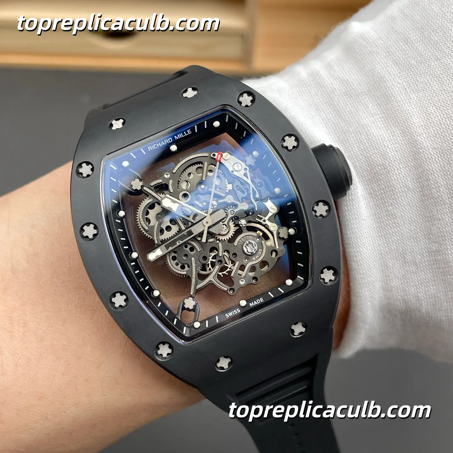 Richard Mille RM055 Black Ceramic 49.9x42.7MM RMUL2 Integrated Skeleton Movement Super Clone Watch