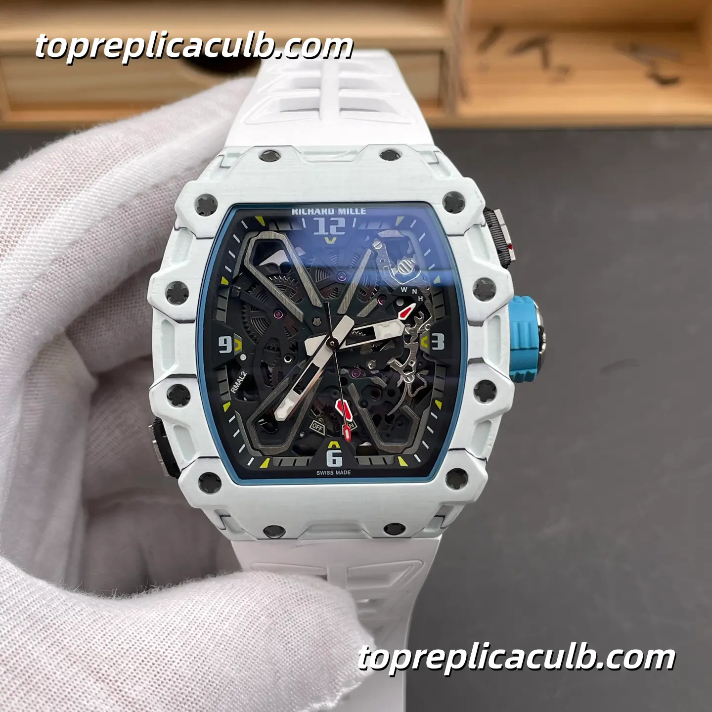 Richard Mille RM35-03 White Carbon Fiber Skeleton Dial 50x43.2mm Super Clone Watch