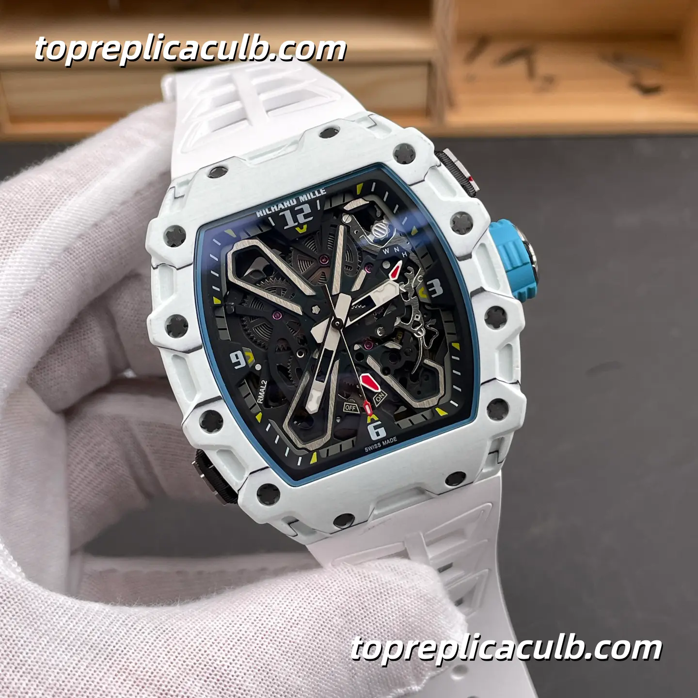 Richard Mille RM35-03 White Carbon Fiber Skeleton Dial 50x43.2mm Super Clone Watch With Integrated RMAL2 Butterfly Rotor Movement - Image 4