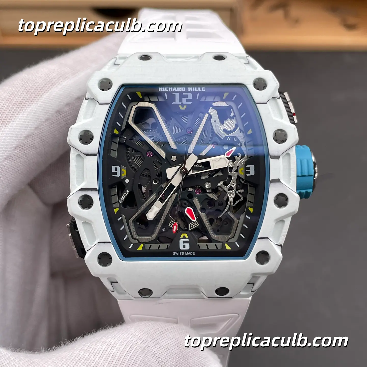 Richard Mille RM35-03 White Carbon Fiber Skeleton Dial 50x43.2mm Super Clone Watch With Integrated RMAL2 Butterfly Rotor Movement - Image 3