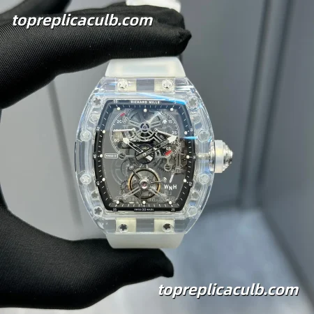 Richard Mille RM56-01 Sapphire Crystal Tourbillon Full Transparent Case Skeleton Dial Limited Edition White Strap Super Clone Watch