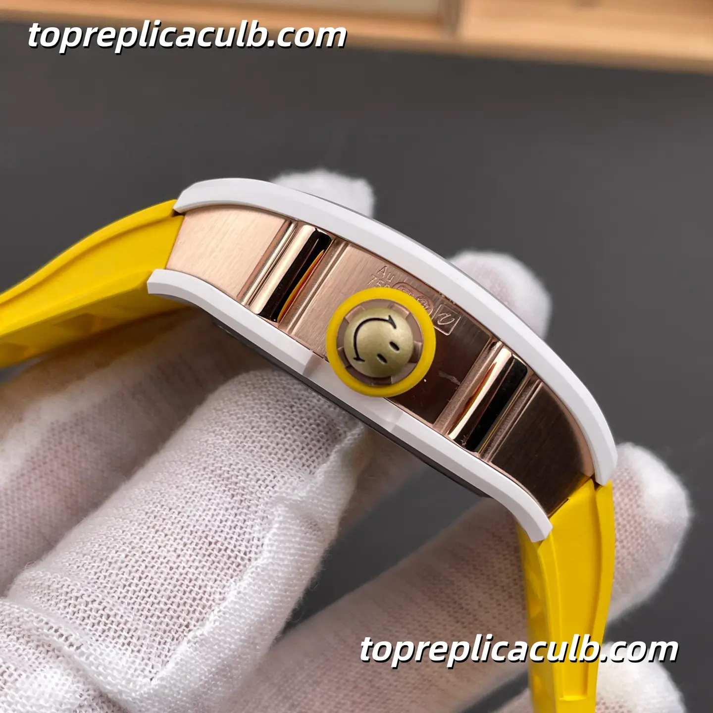Richard Mille RM88 Smiley Tourbillon White Ceramic Yellow Strap 48x39.7MM Super Clone Watch - Image 6