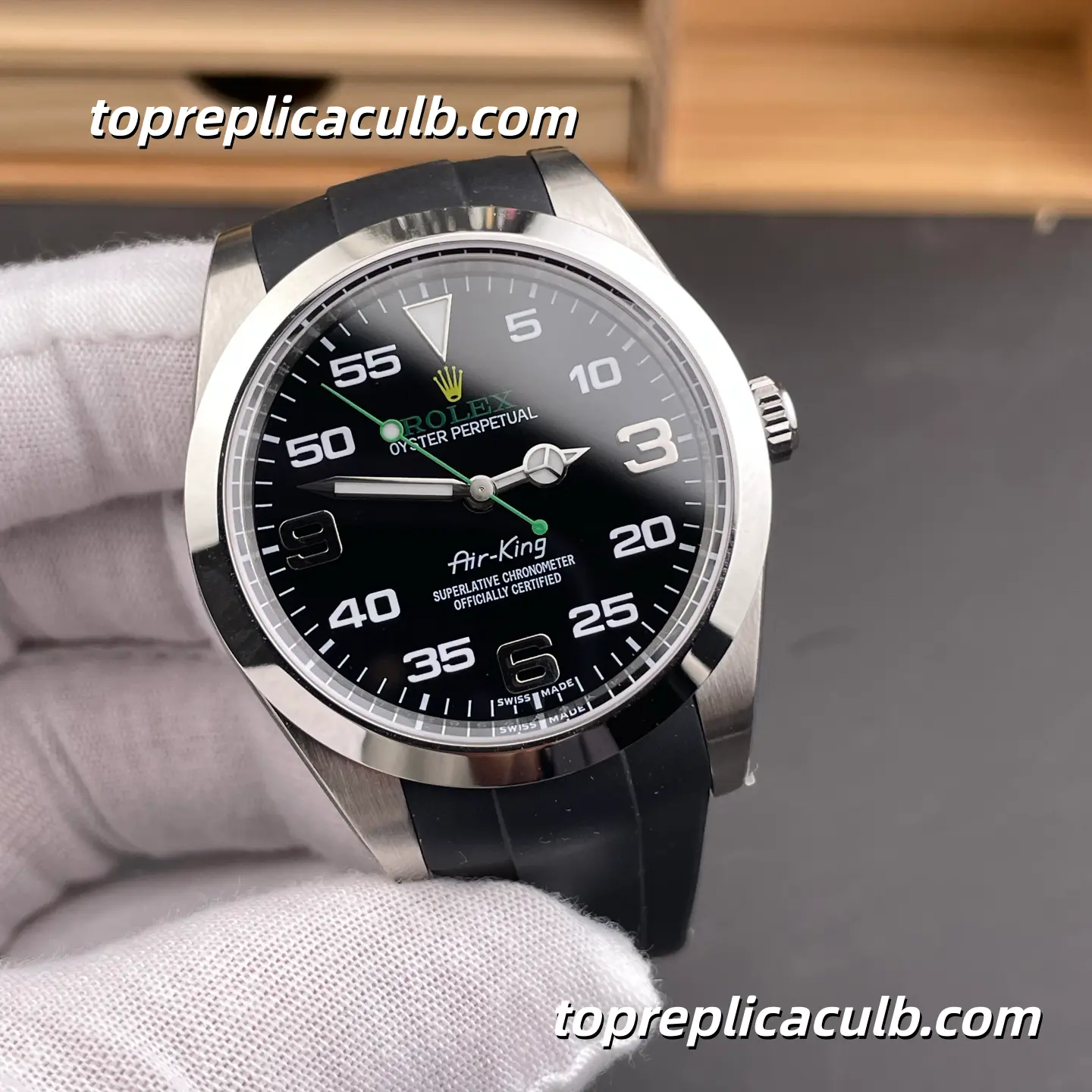 Rolex Air-King 40MM 126900-0001 Black Dial Oysterflex Rubber Strap Super Clone Watch - Image 4