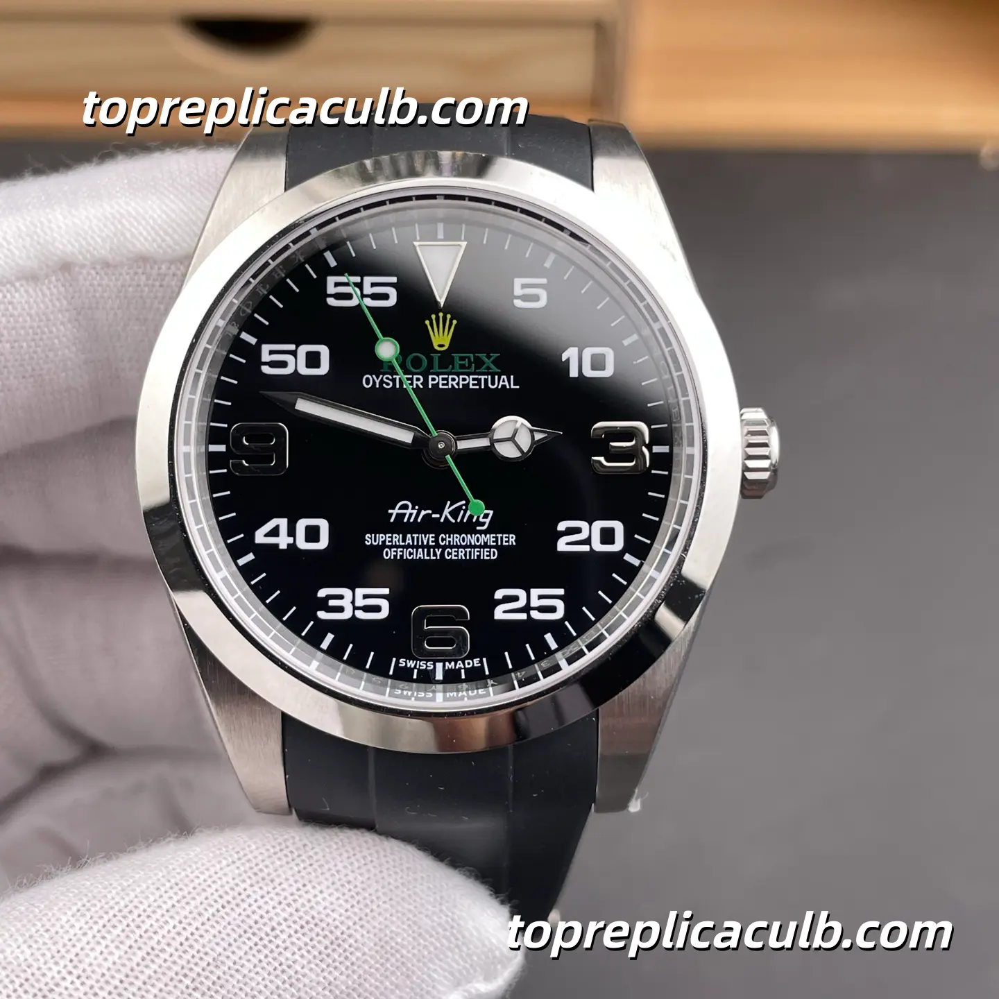 Rolex Air-King 40MM 126900-0001 Black Dial Oysterflex Rubber Strap Super Clone Watch - Image 3