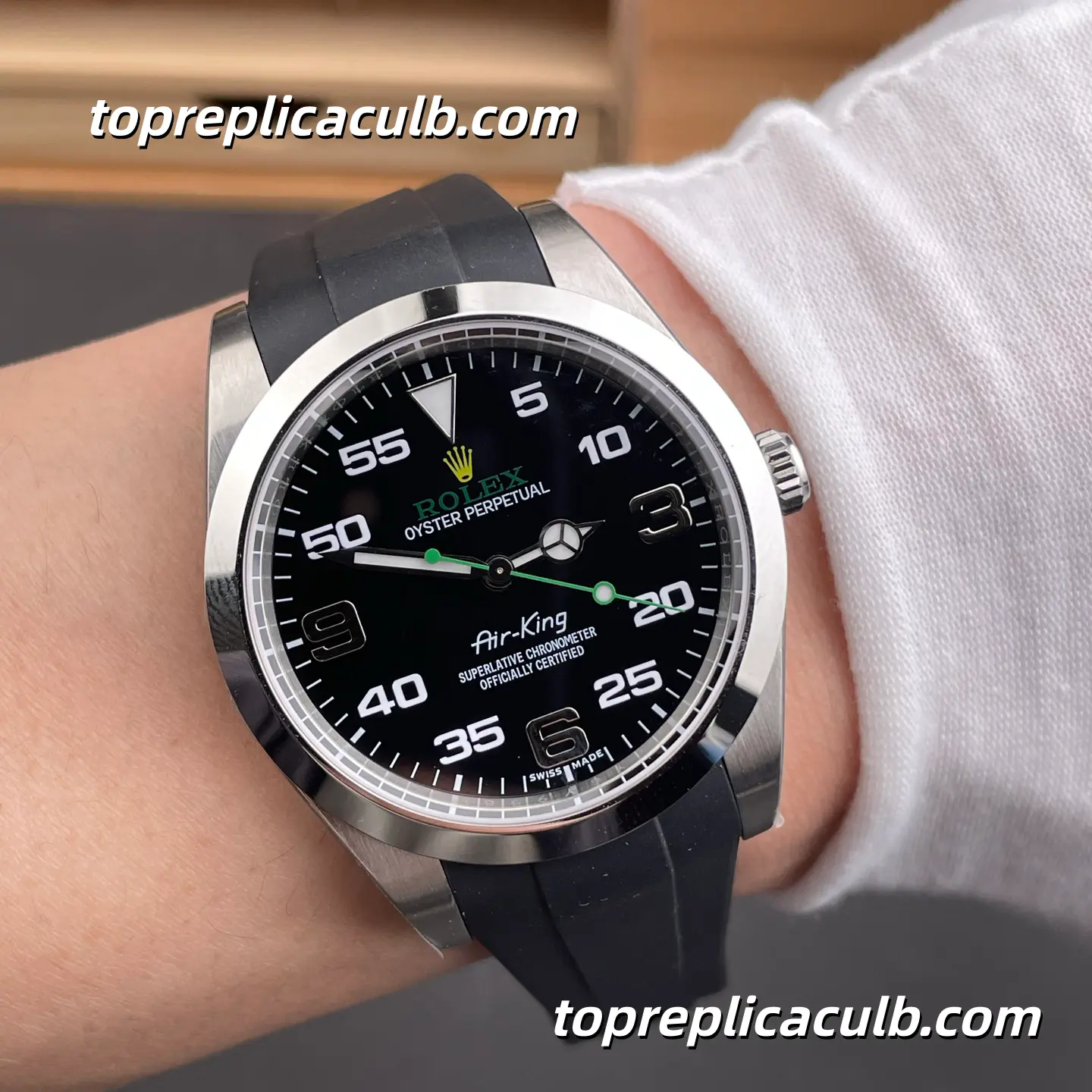 Rolex Air-King 40MM 126900-0001 Black Dial Oysterflex Rubber Strap Super Clone Watch - Image 2