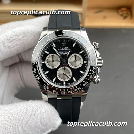 Rolex Cosmograph Daytona “Ghost” 126519LN-0002 40MM Black Dial Steel Subdials Black Ceramic Bezel Oysterflex Bracelet Super Clone Watch with 4130 Movement