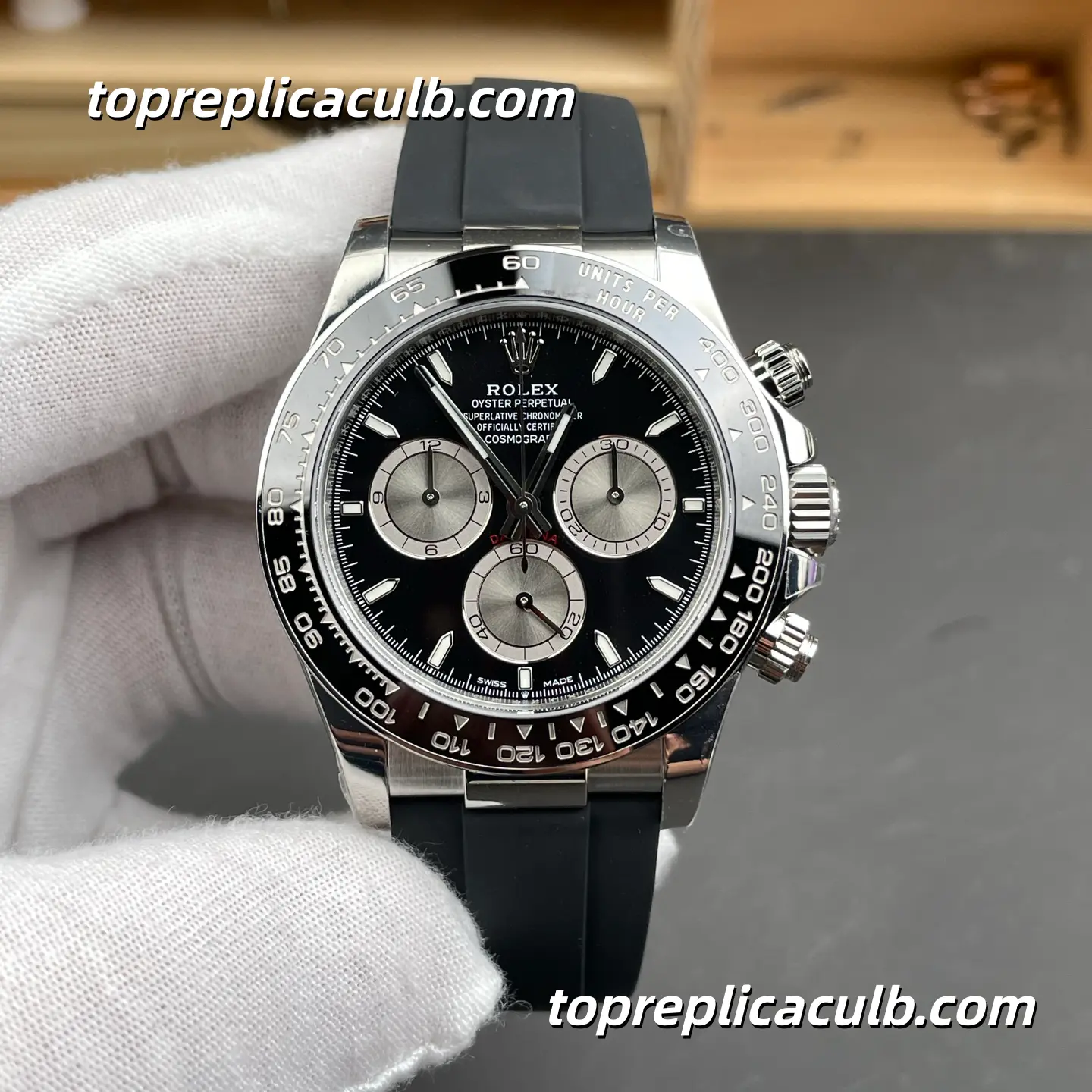 Rolex Cosmograph Daytona “Ghost” 126519LN-0002 40MM Black Dial Steel Subdials Black Ceramic Bezel Oysterflex Bracelet Super Clone Watch with 4130 Movement