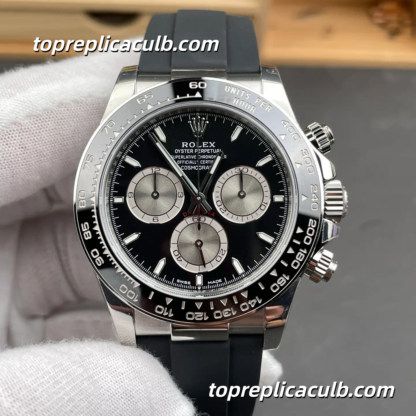 VS Factory Rolex Cosmograph Daytona “Ghost” 126519LN-0002 40MM Black Dial Steel Subdials Black Ceramic Bezel Oysterflex Bracelet Super Clone Watch with 4130 Movement - Image 3